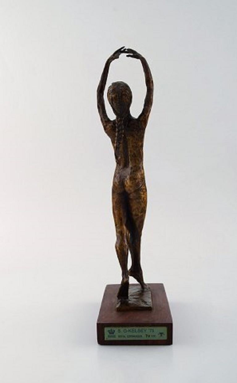 Scandinavian Modern S.G-Kelsey for Royal Copenhagen. Bronze Figure, Dancing Ballet Girl, 1975