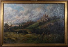Antique S.G. Morley - Late 19th Century Oil, Haymaking below the Castle