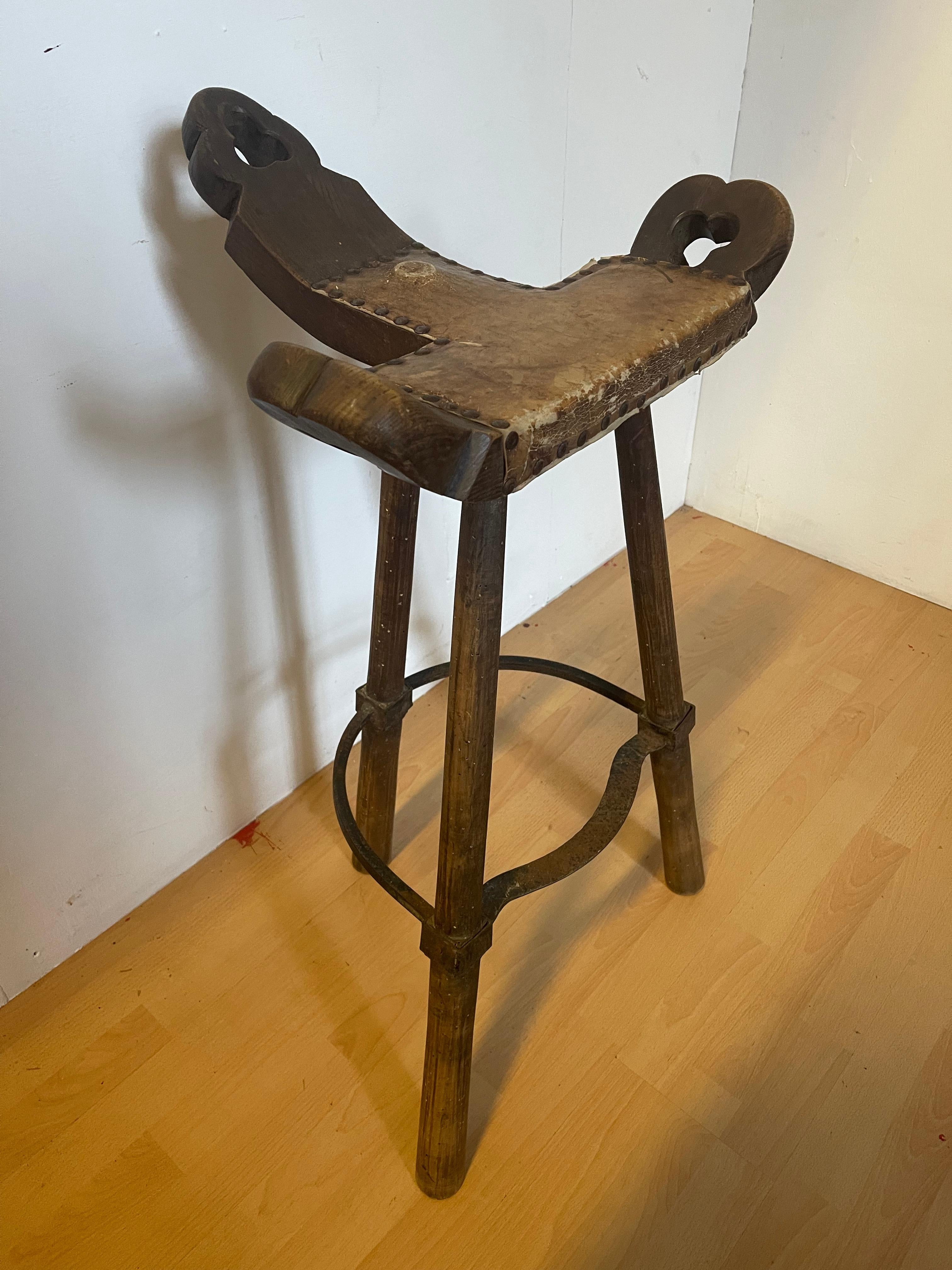 Folk Art Brutalist bar stools Mid-Century 1950s For Sale