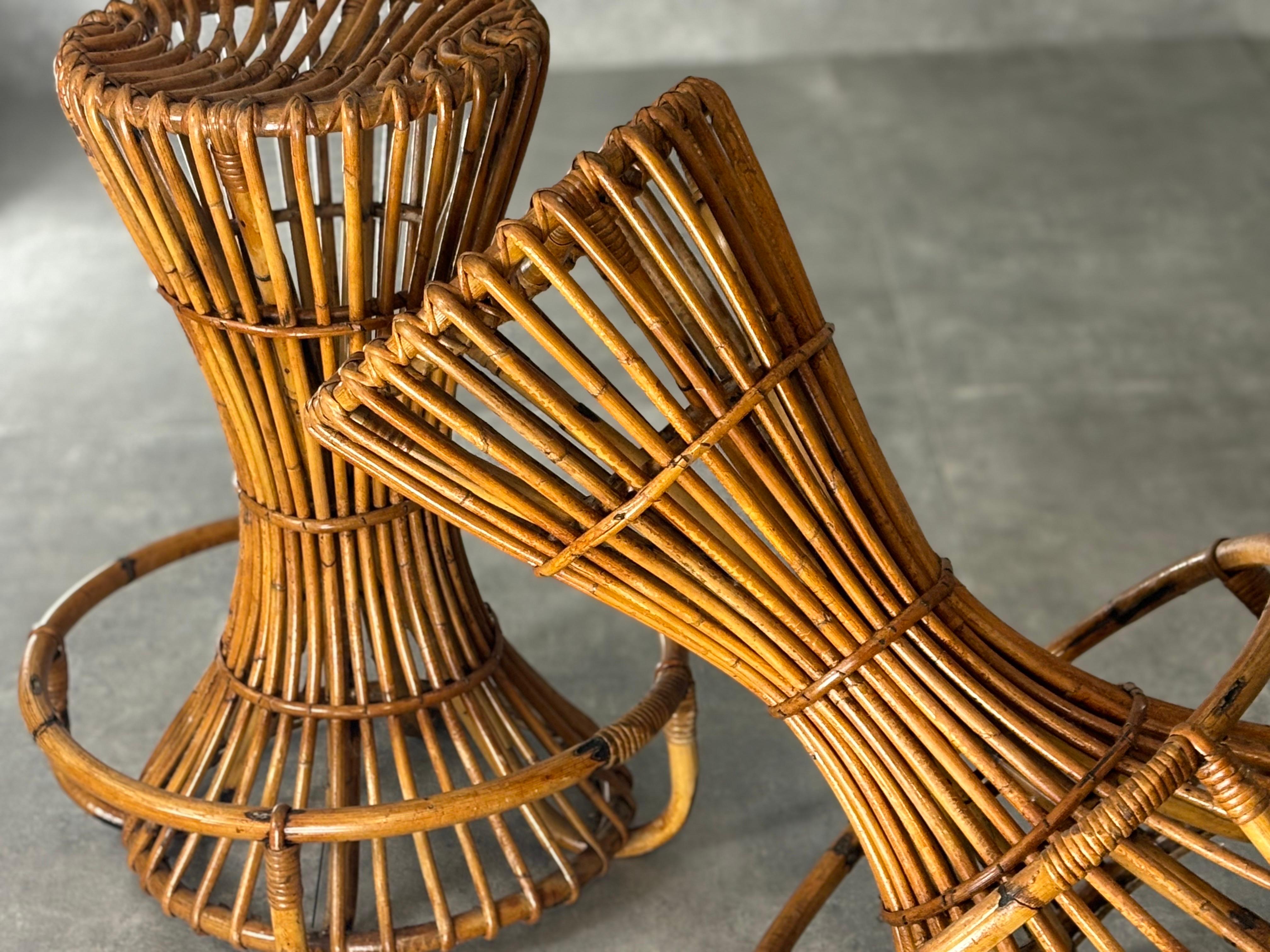 Wicker stools, 1960s, set of 2 For Sale 1