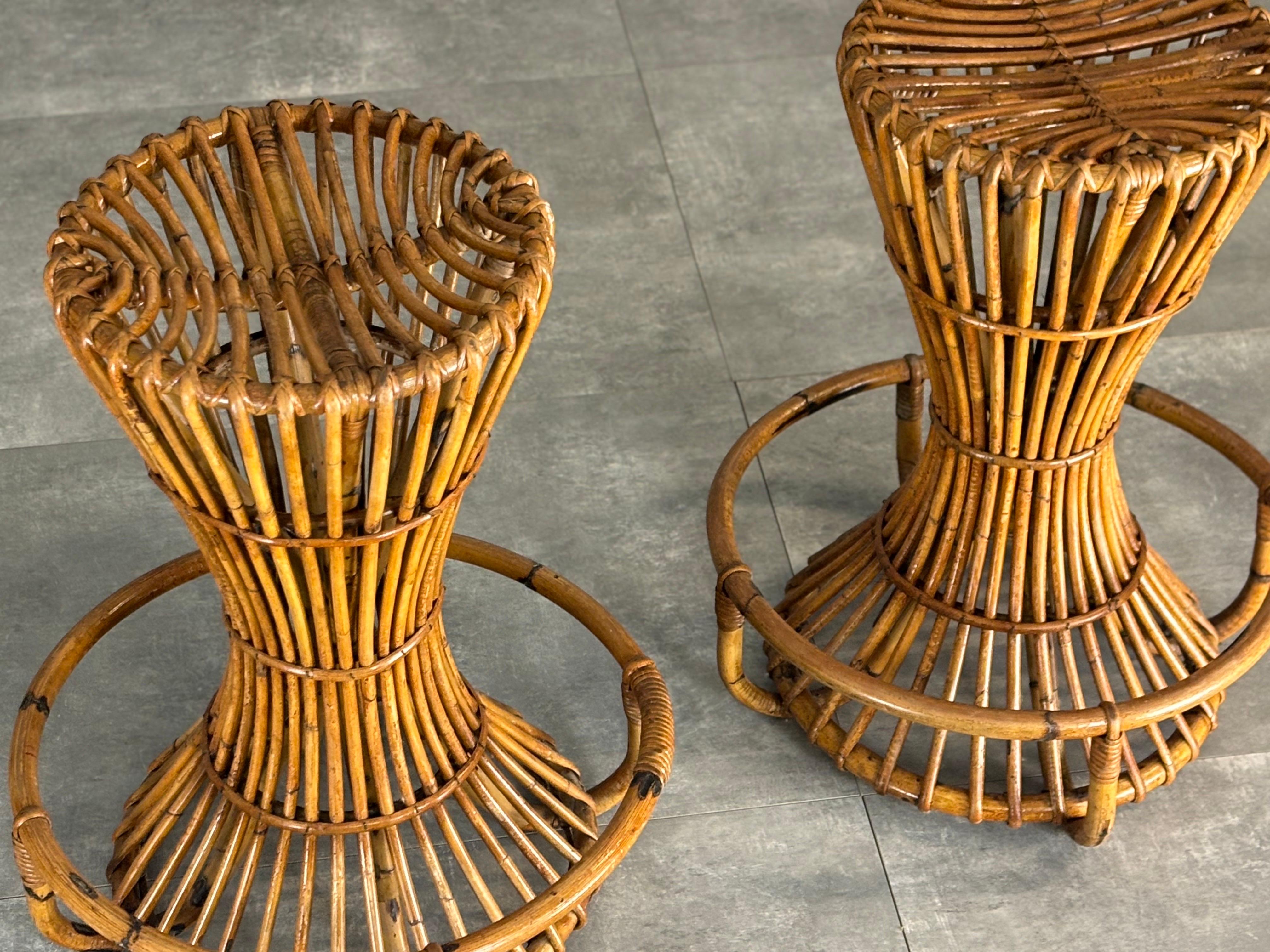 Tabourets en osier, 1960, ensemble de 2 en vente 2