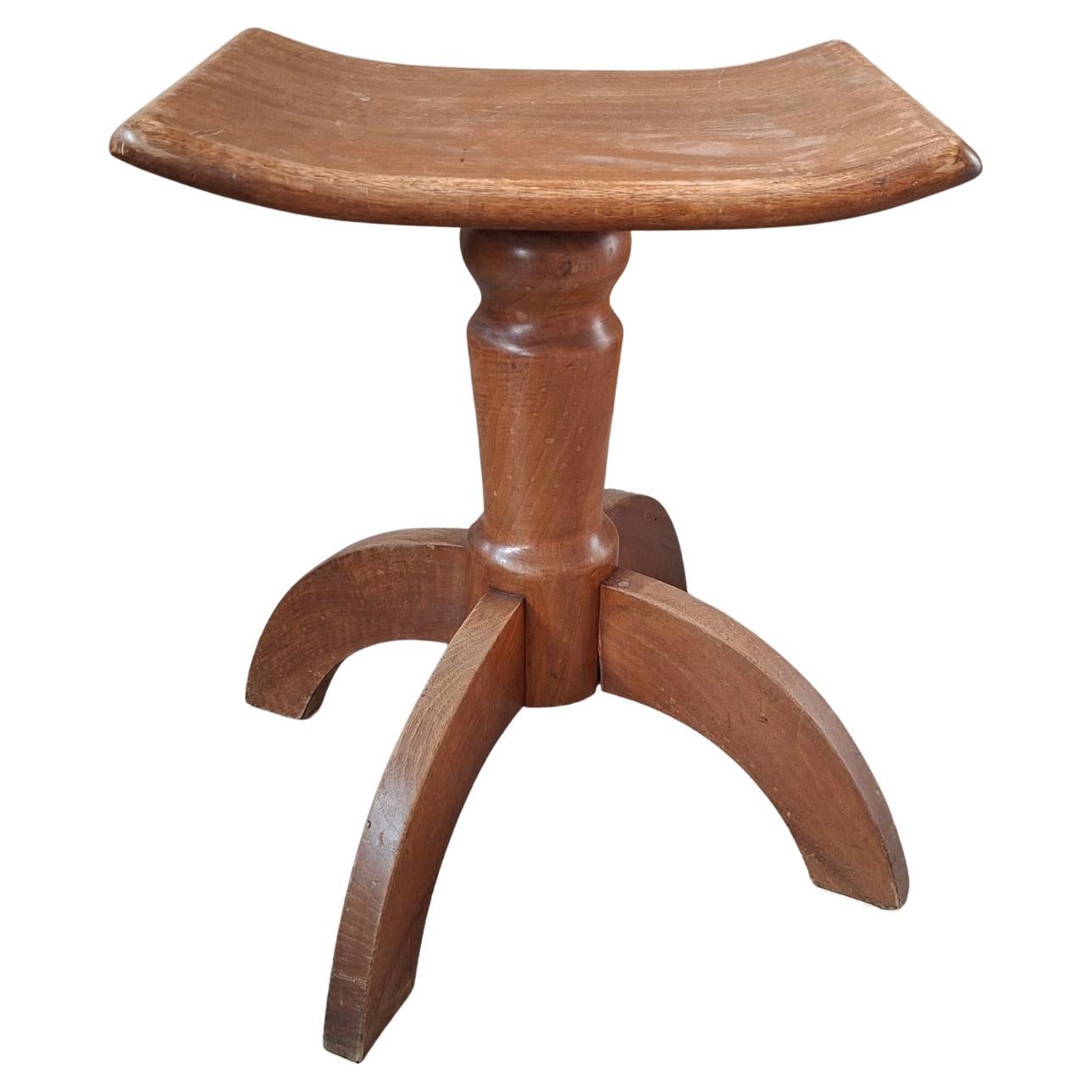 Vintage Screw Stool - 1970s Solid Beech For Sale