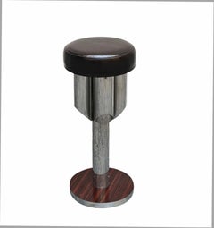 Sgabello Alto in Cromo e Pelle, Italia anni '70