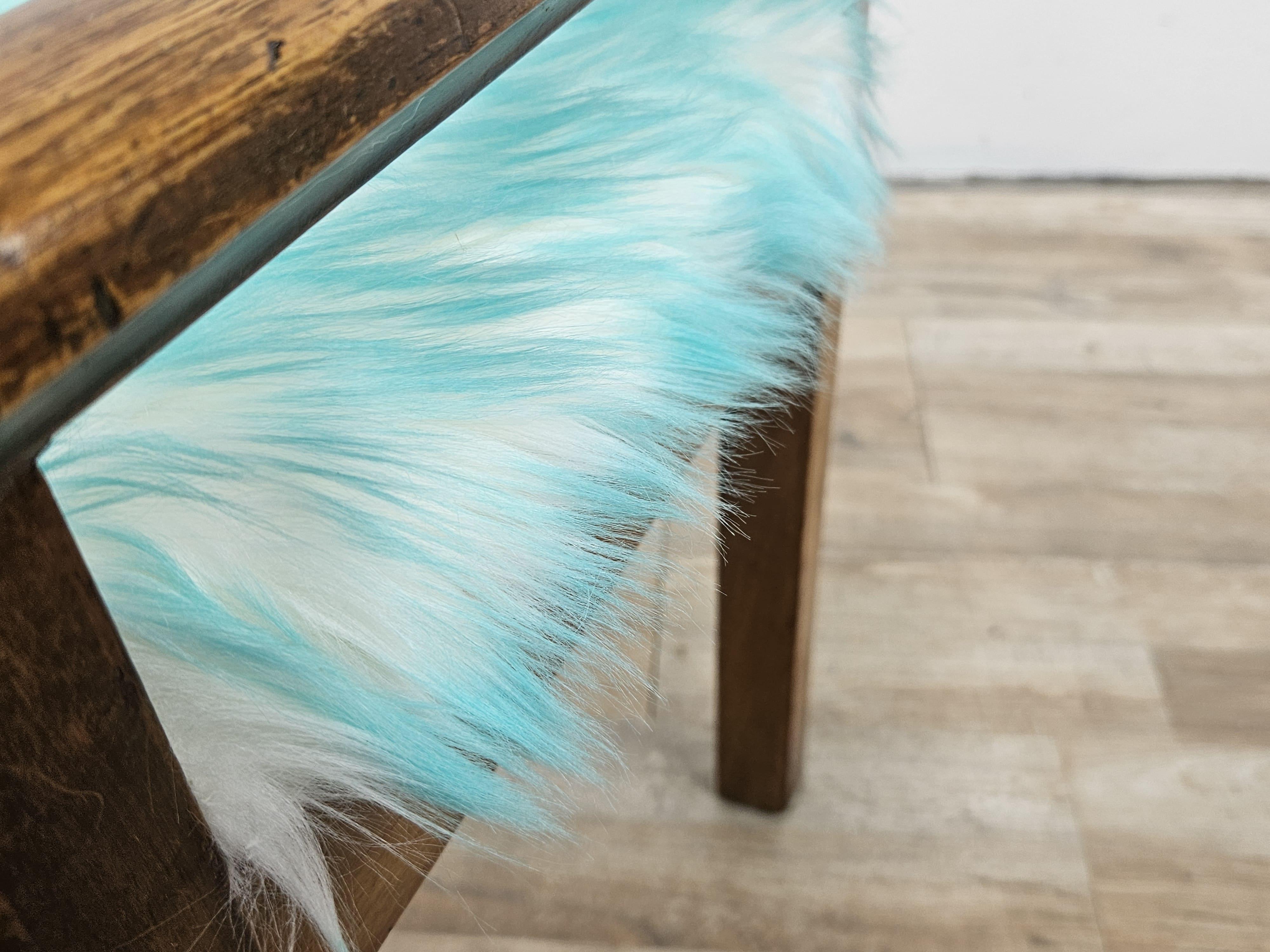 Tabouret Art Déco en noyer tapissé 20ème siècle en fourrure en vente 3
