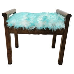 Art Deco walnut upholstered fur stool 20th century
