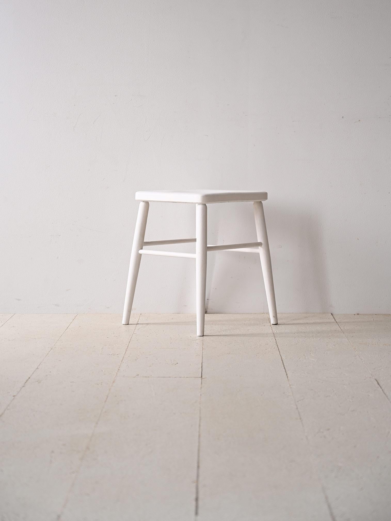 Scandinavian Modern Danish style white wooden stool For Sale