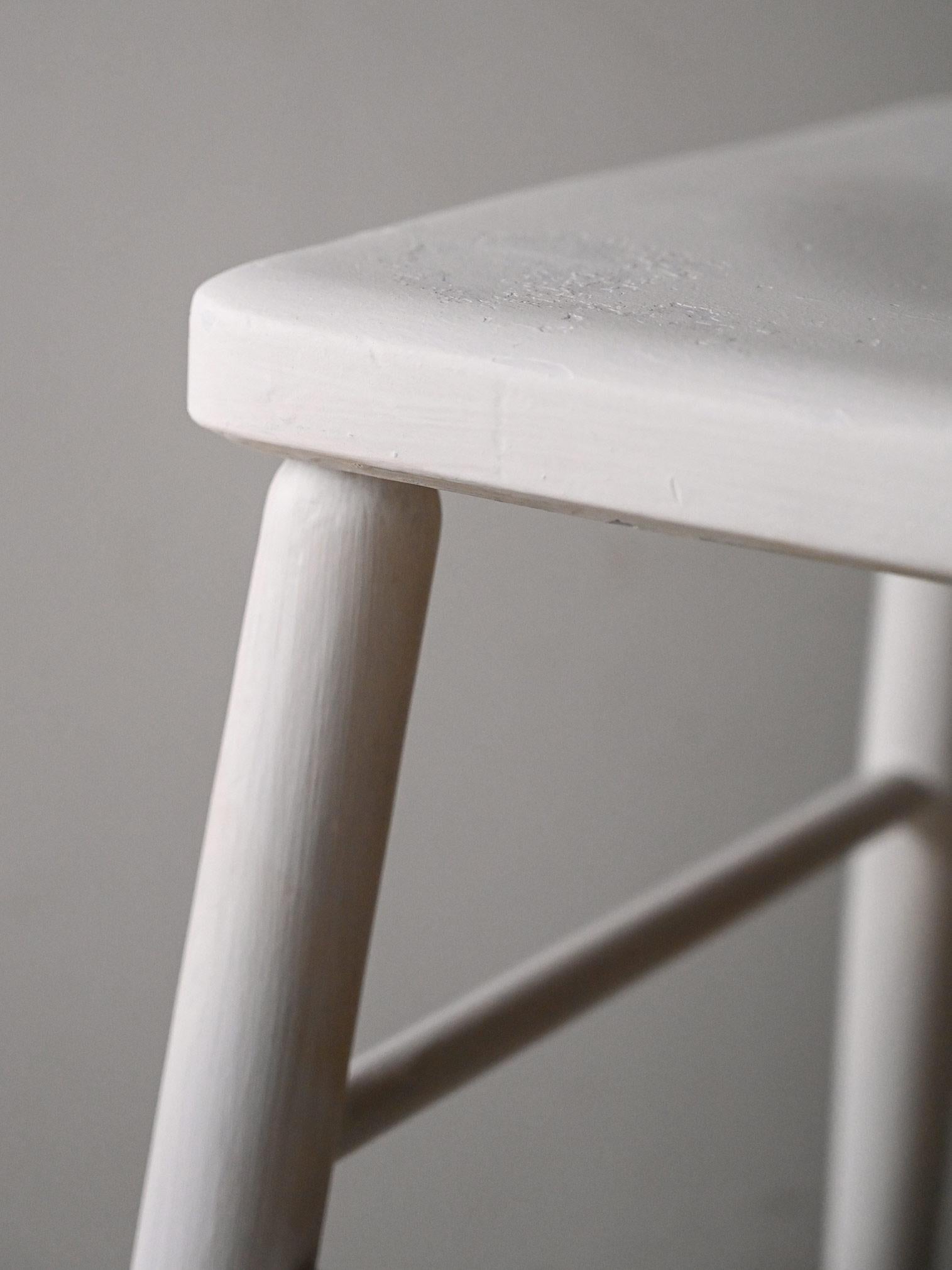 Mid-20th Century Danish style white wooden stool For Sale