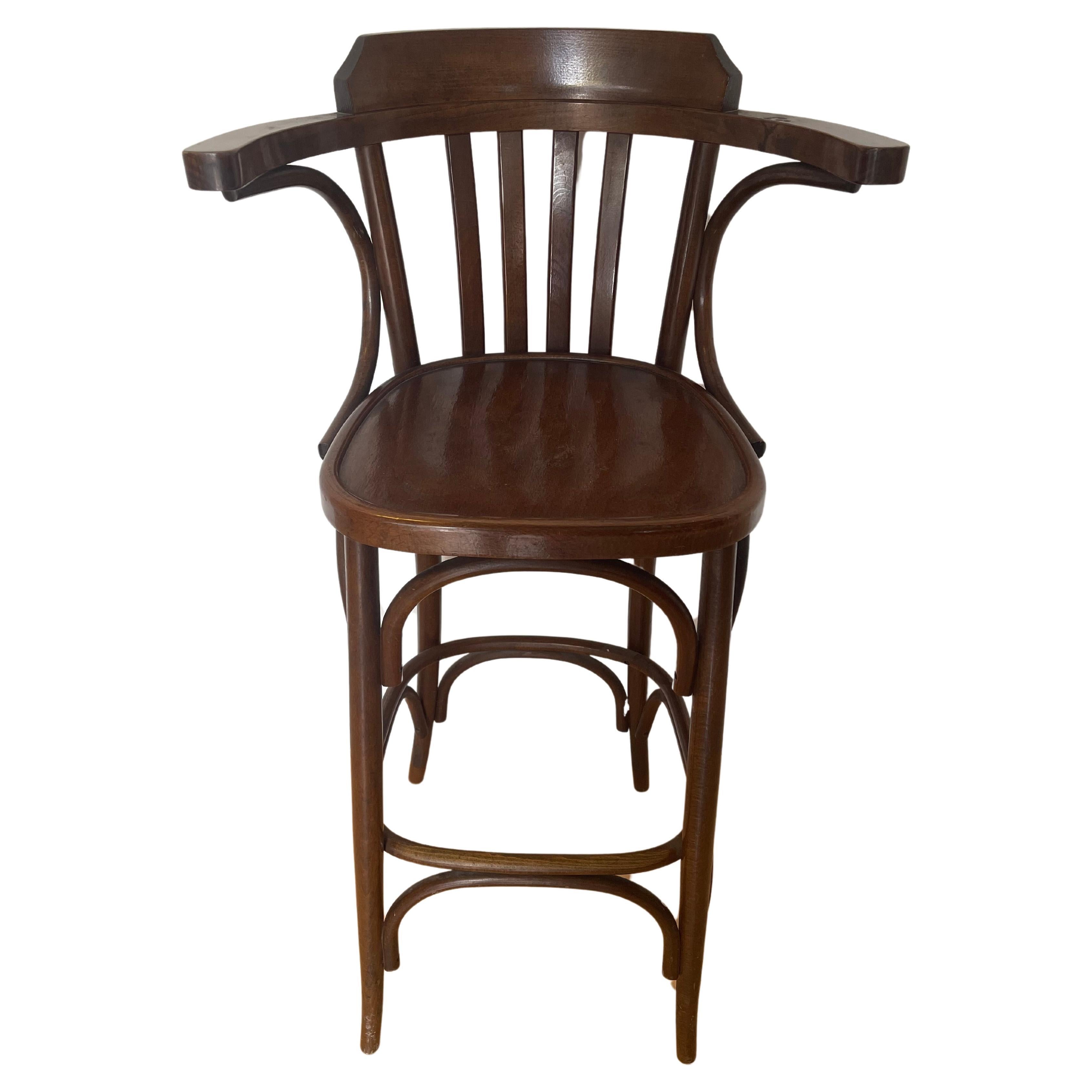 Vintage 1960s wooden bistro stool For Sale