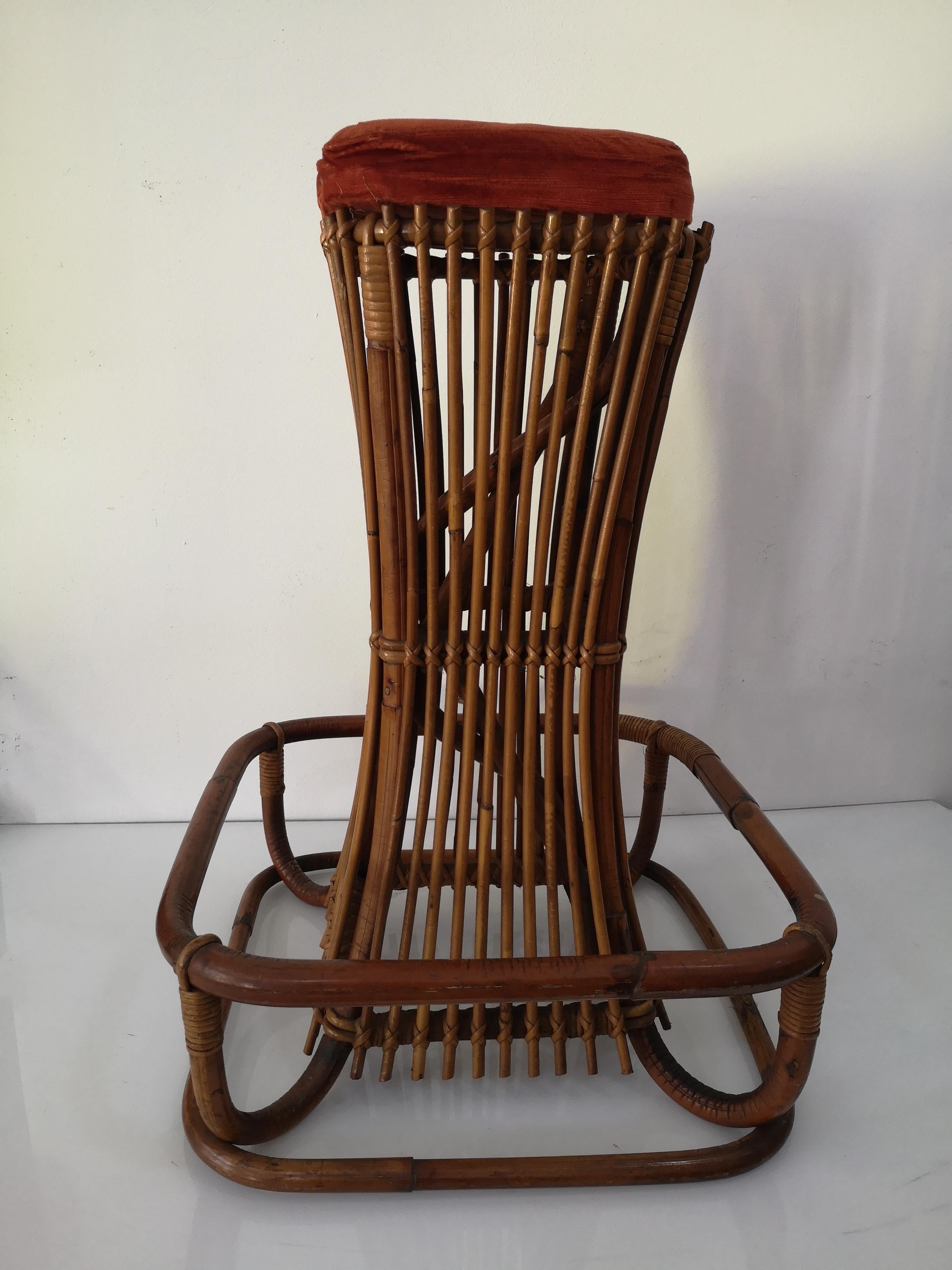 Italian Rattan Bar Stool  sixties For Sale
