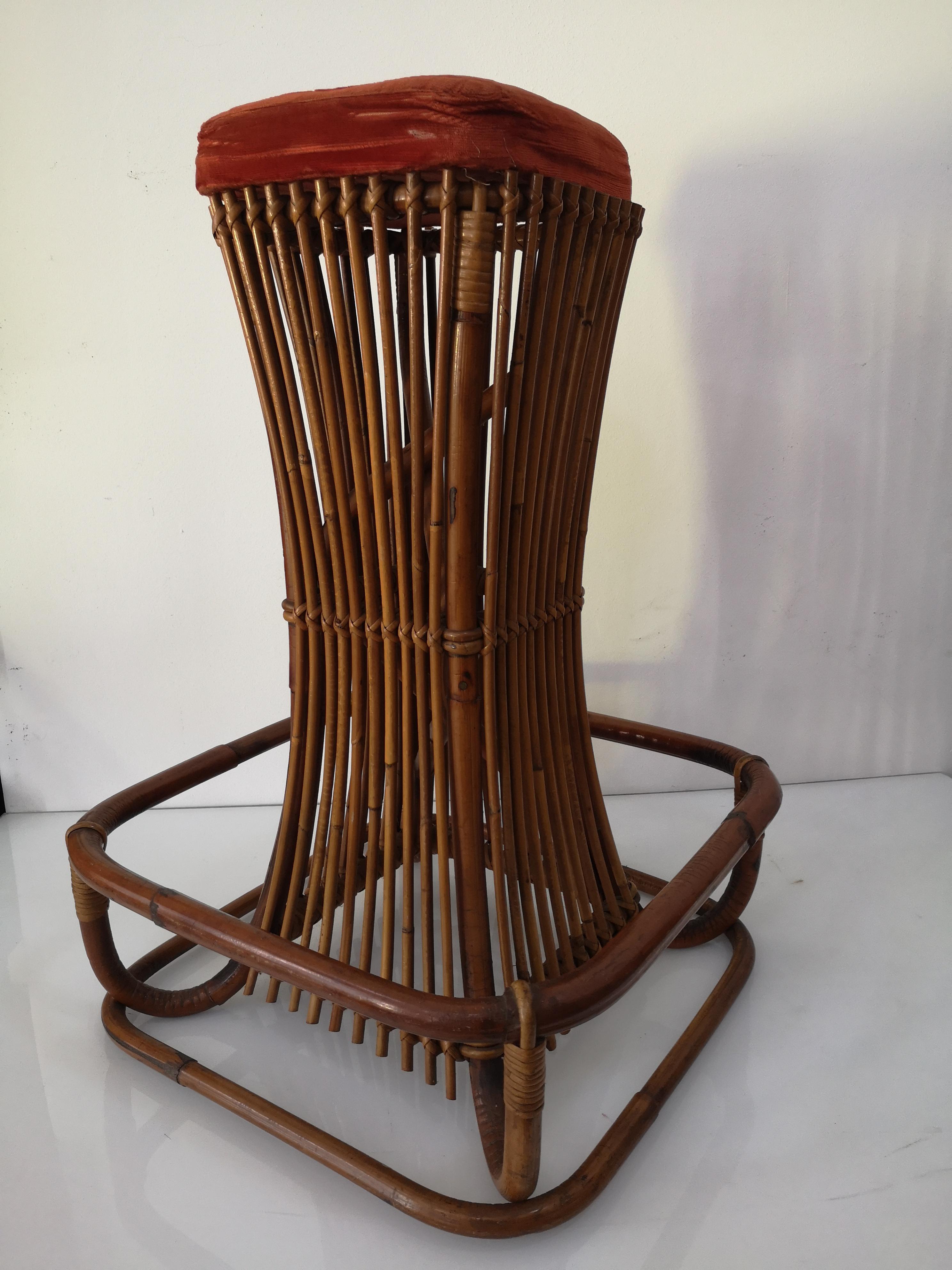 Rattan Bar Stool  sixties In Good Condition For Sale In Catania, IT