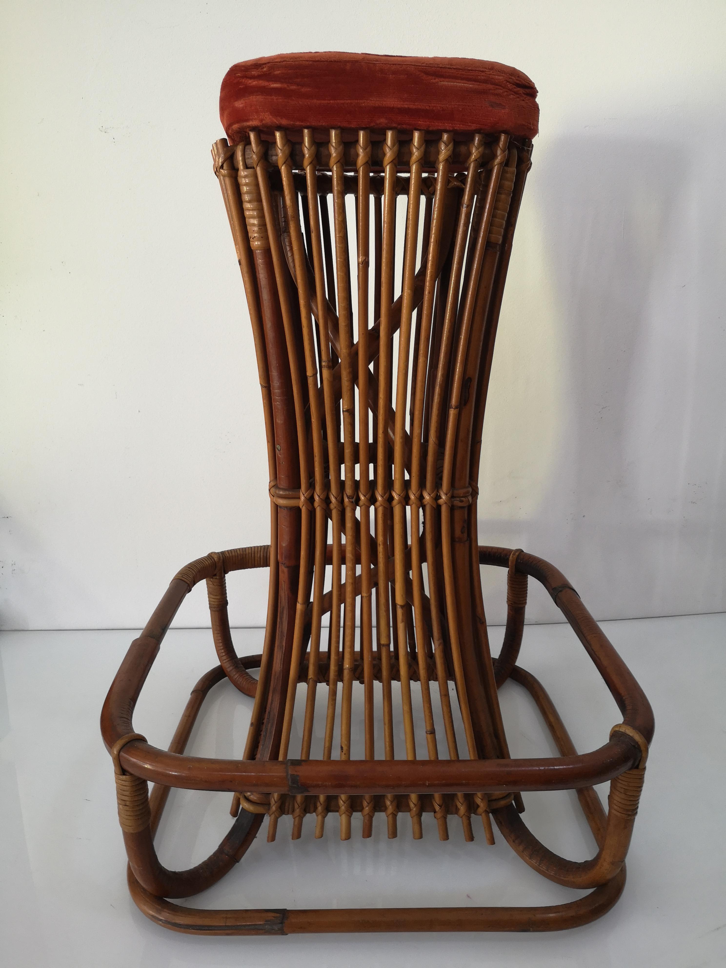 Mid-20th Century Rattan Bar Stool  sixties For Sale