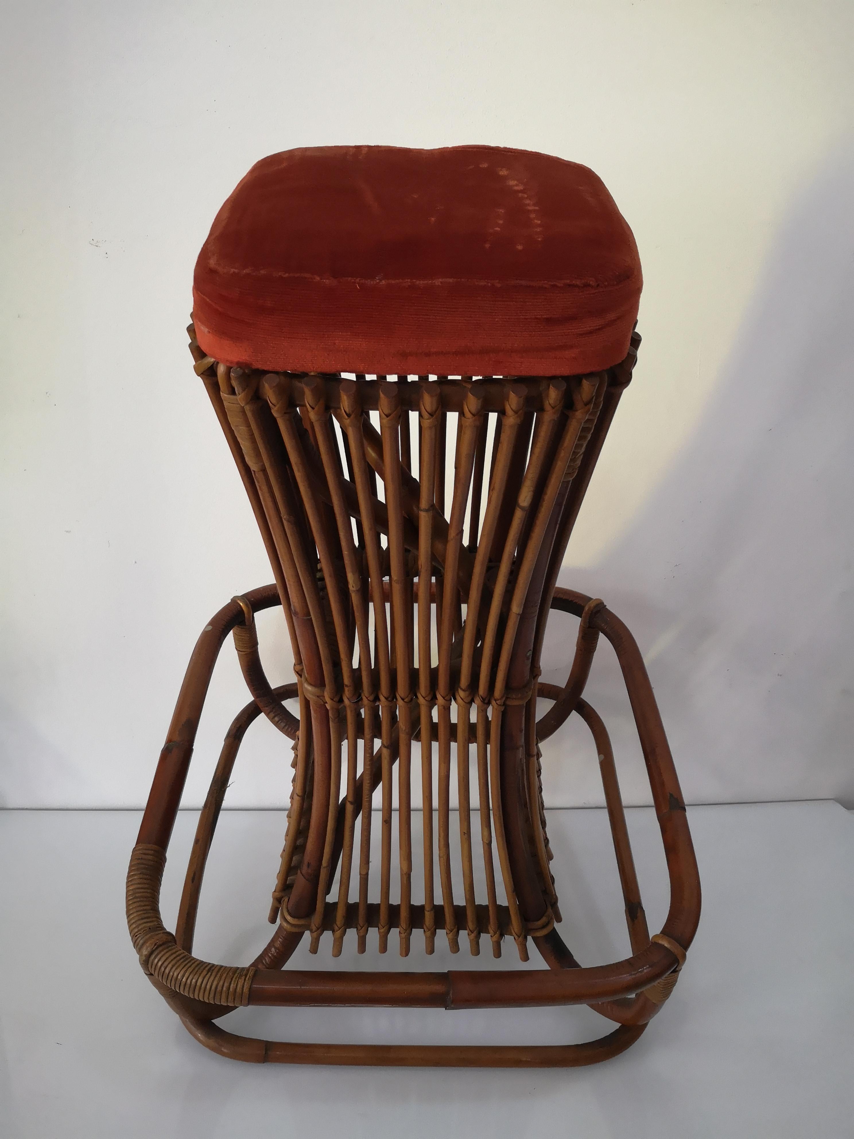 Rattan Bar Stool  sixties For Sale 2