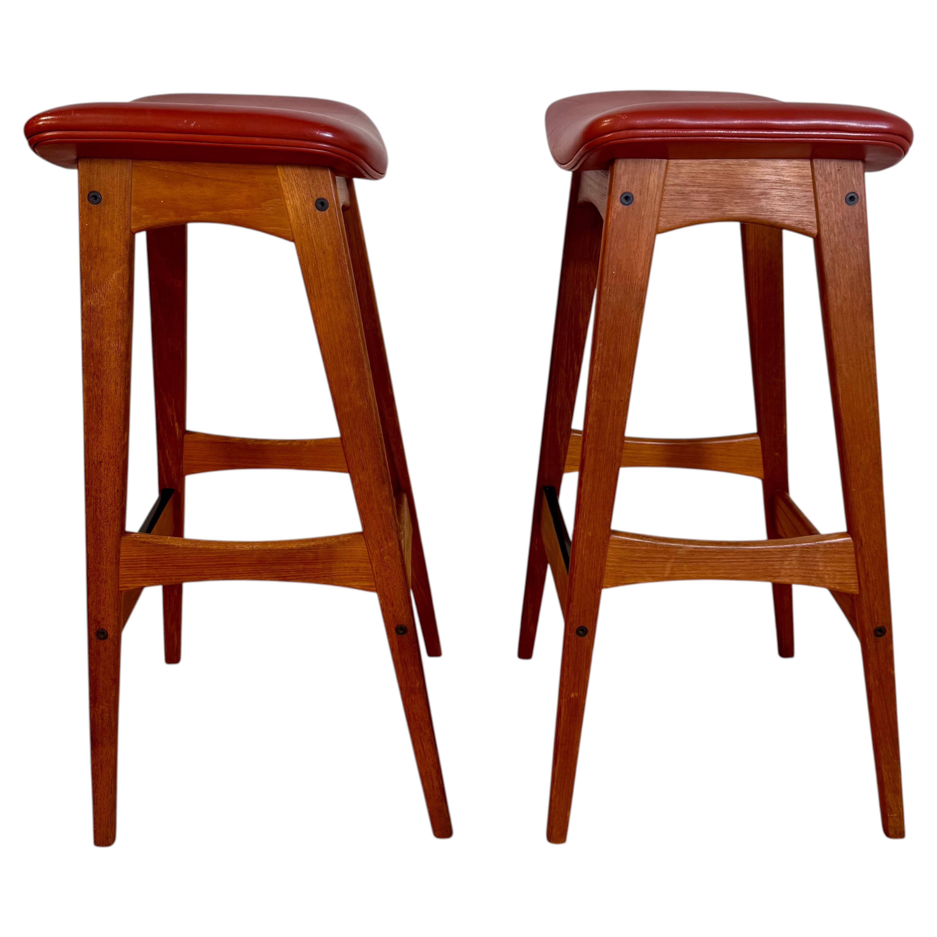 Tabouret de Johannes Andersen en teck, Danemark, années 60 en vente