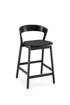 Edith Stool  in solid ash varnish and pad seat  by Massimo Broglio