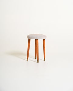 Tabouret rembourré en teck, années 50