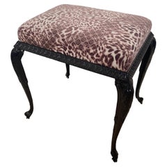 Bronze lacquered black Italian vintage 20th century bronze stool
