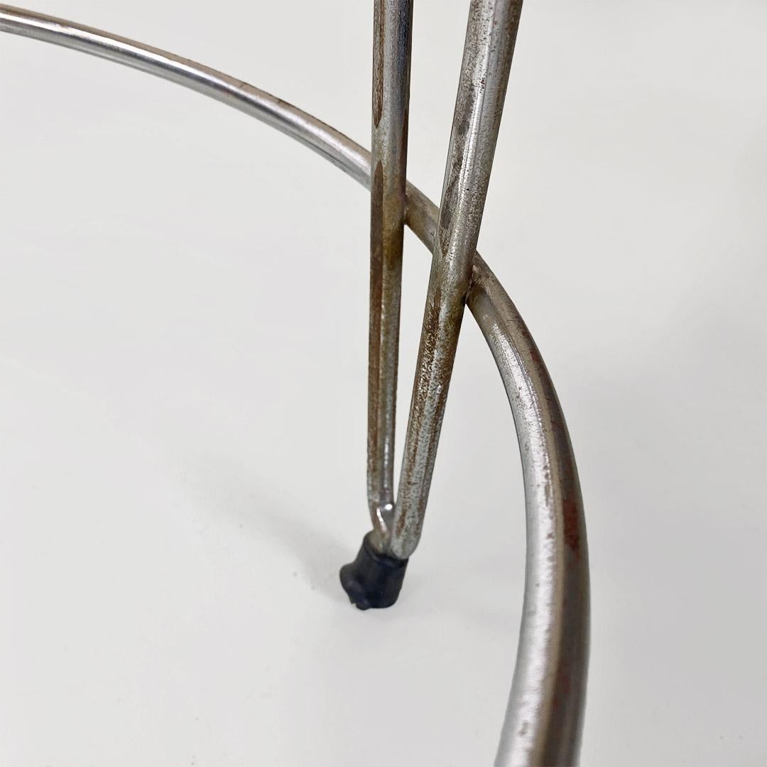 Italian modern black imitation leather and steel stool, 1970s For Sale 3