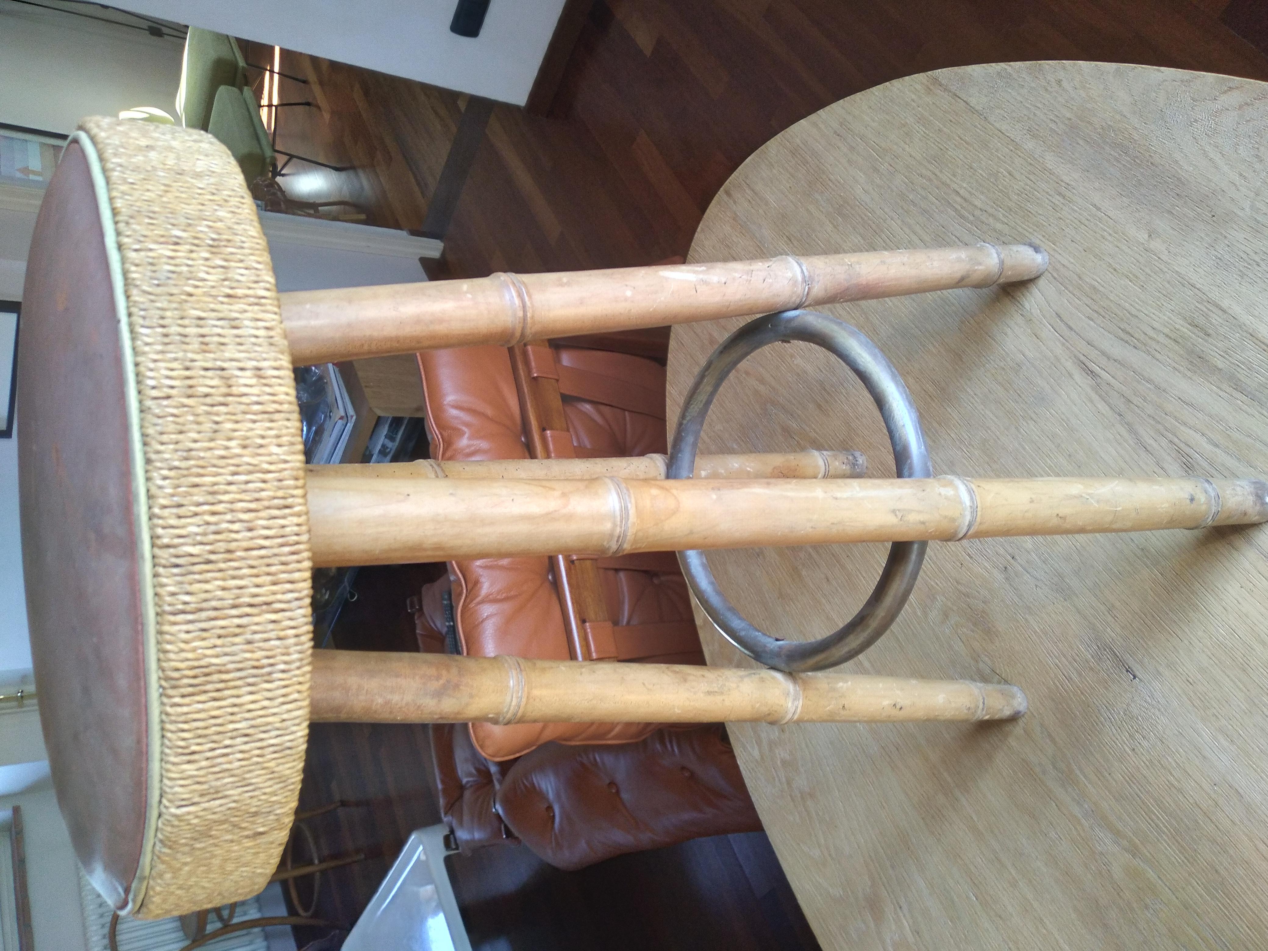 Bamboo Mid-Century Modern Bambu Stool  For Sale