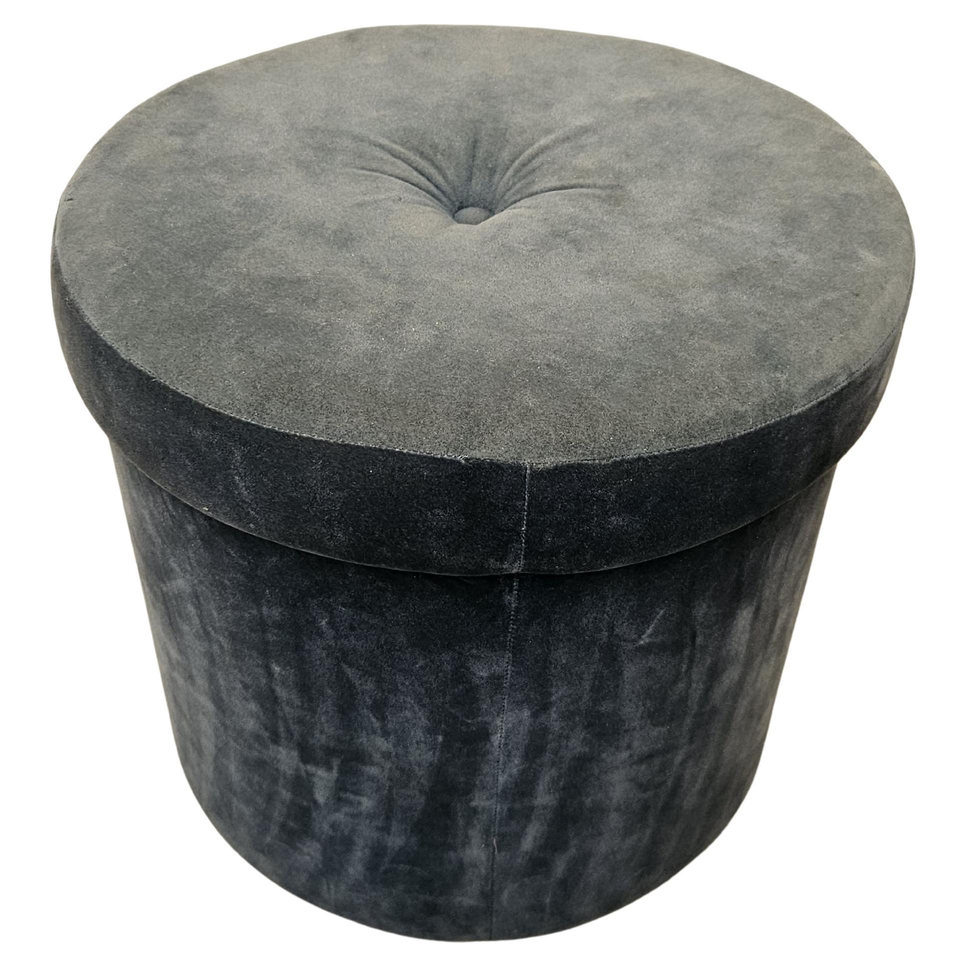 Tabouret rond en velours du milieu des années 1960