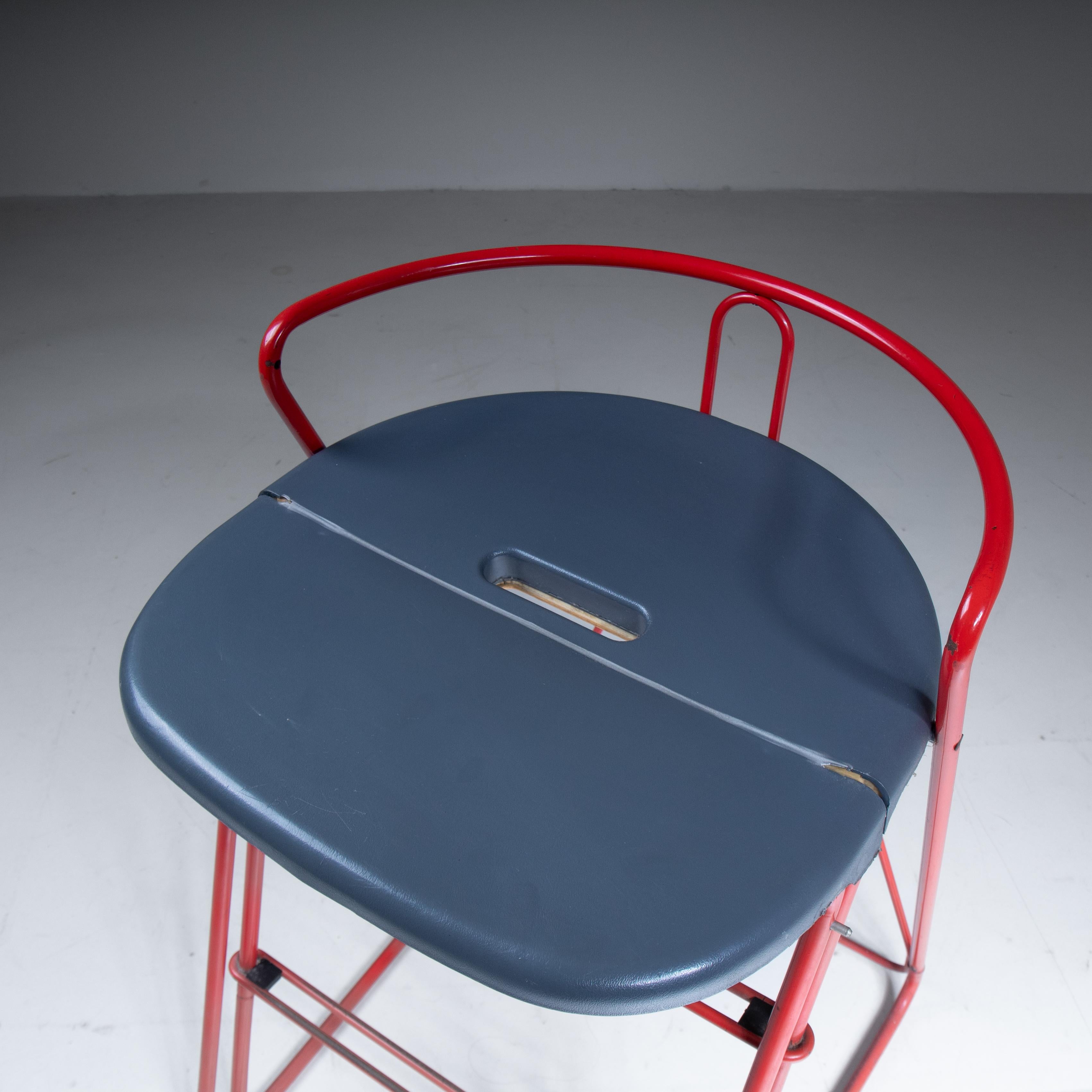 Stool - red ladder by Norda, 1970 For Sale 7