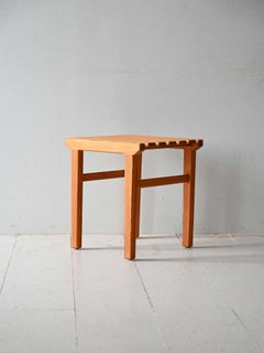 Scandinavian 1960s slatted pine stool