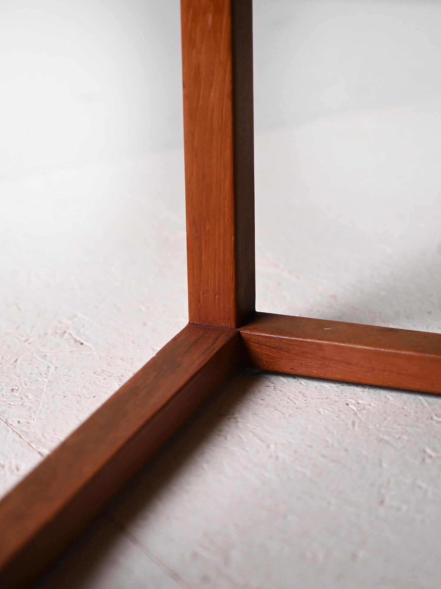 Scandinavian 1960s teak stool - Faux leather seat For Sale 2