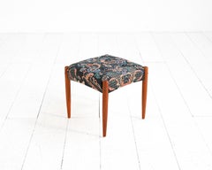 Scandinavian teak stool with upholstered seat, 1960s/'70s