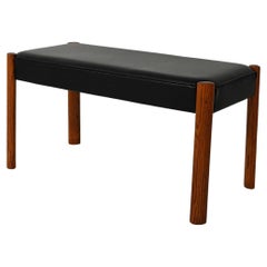 Sgabello scandinavo in teak e pelle