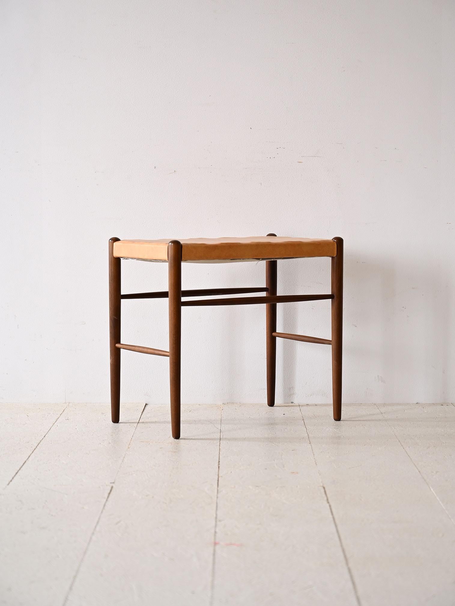 Scandinavian Modern Vintage stool with leatherette seat For Sale