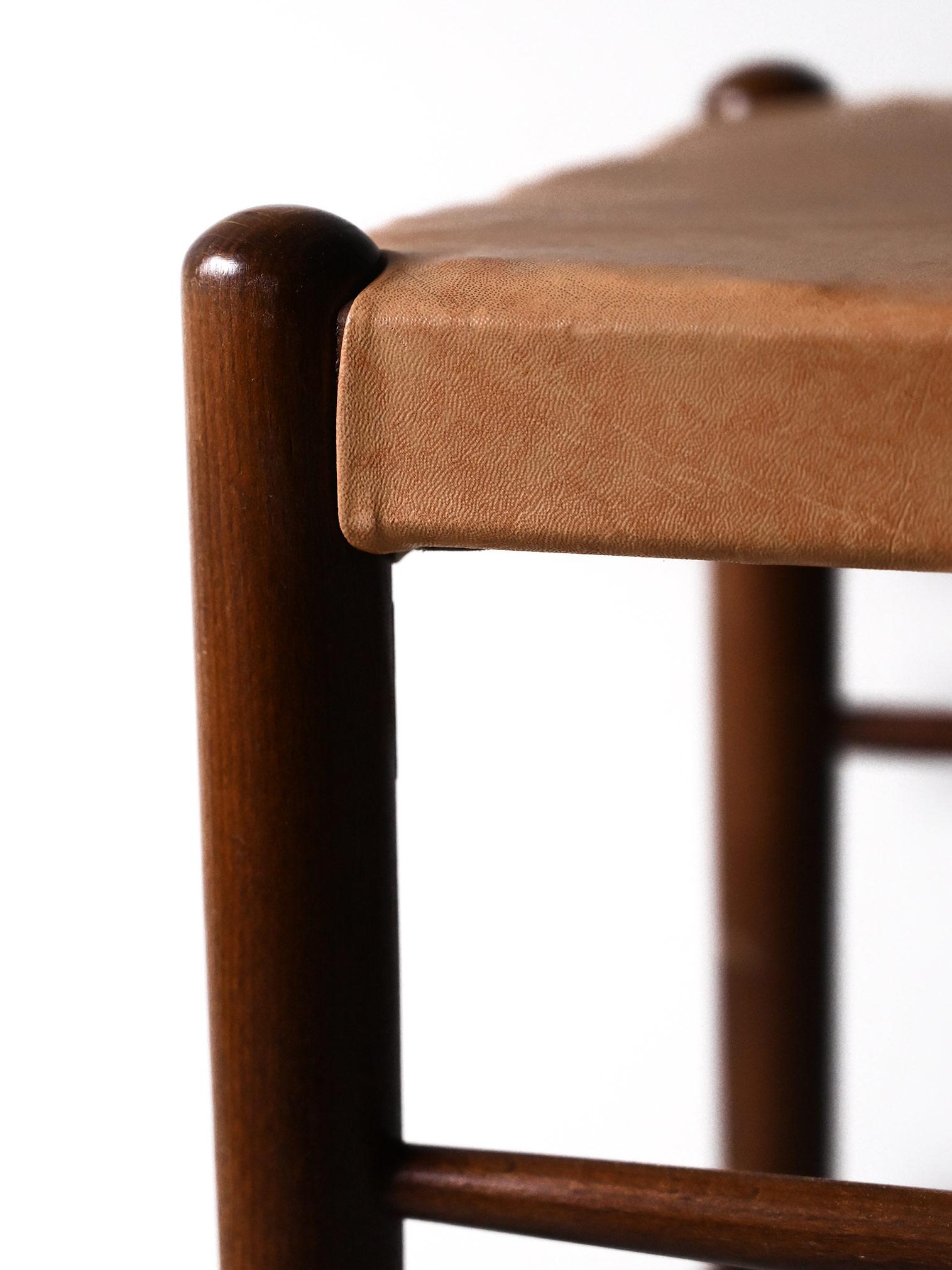 Scandinavian Vintage stool with leatherette seat For Sale