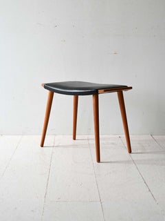 Vintage wood and leather stool