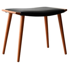 Vintage wood and leather stool