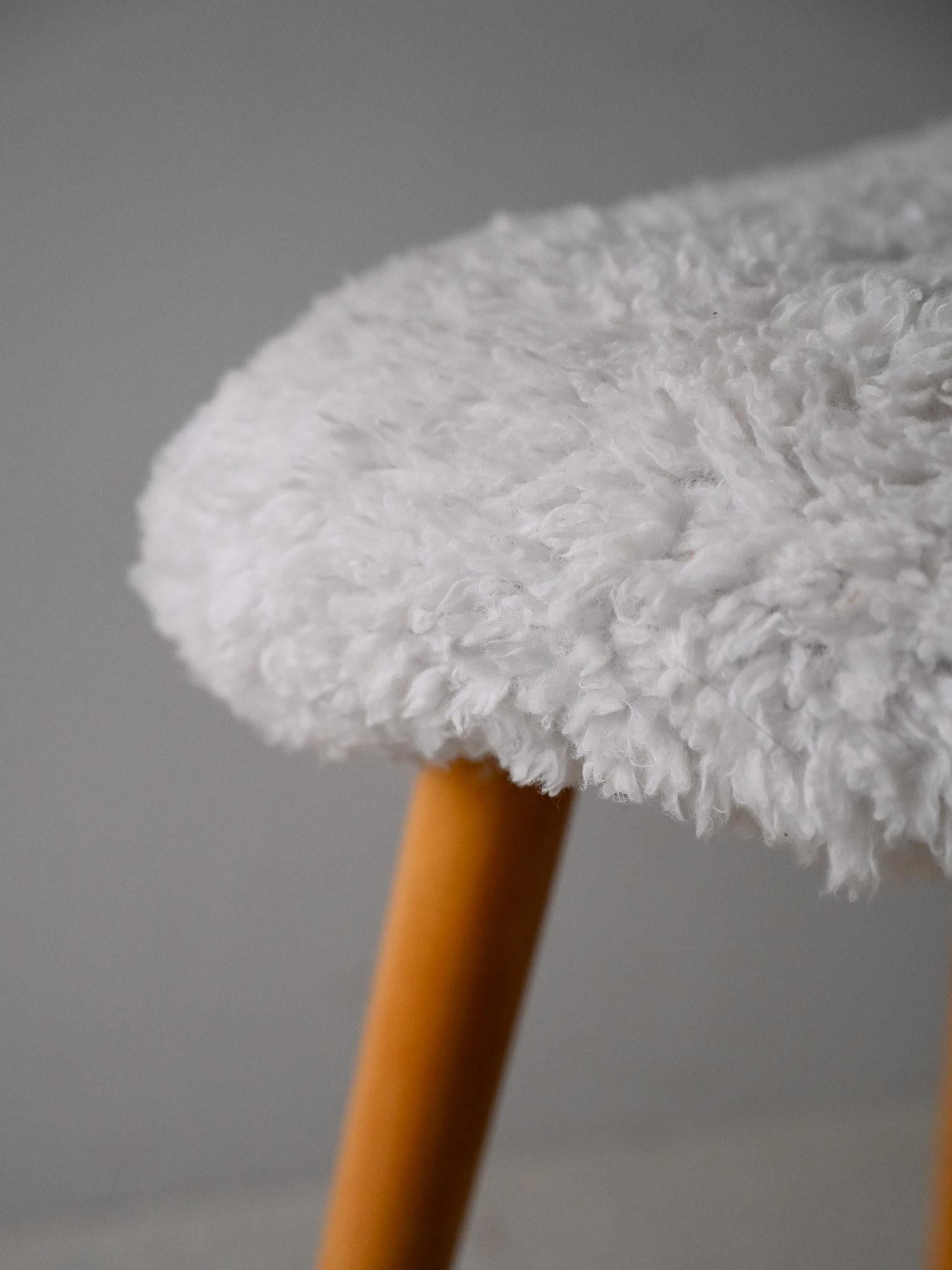 Fabric Scandinavian vintage stool For Sale