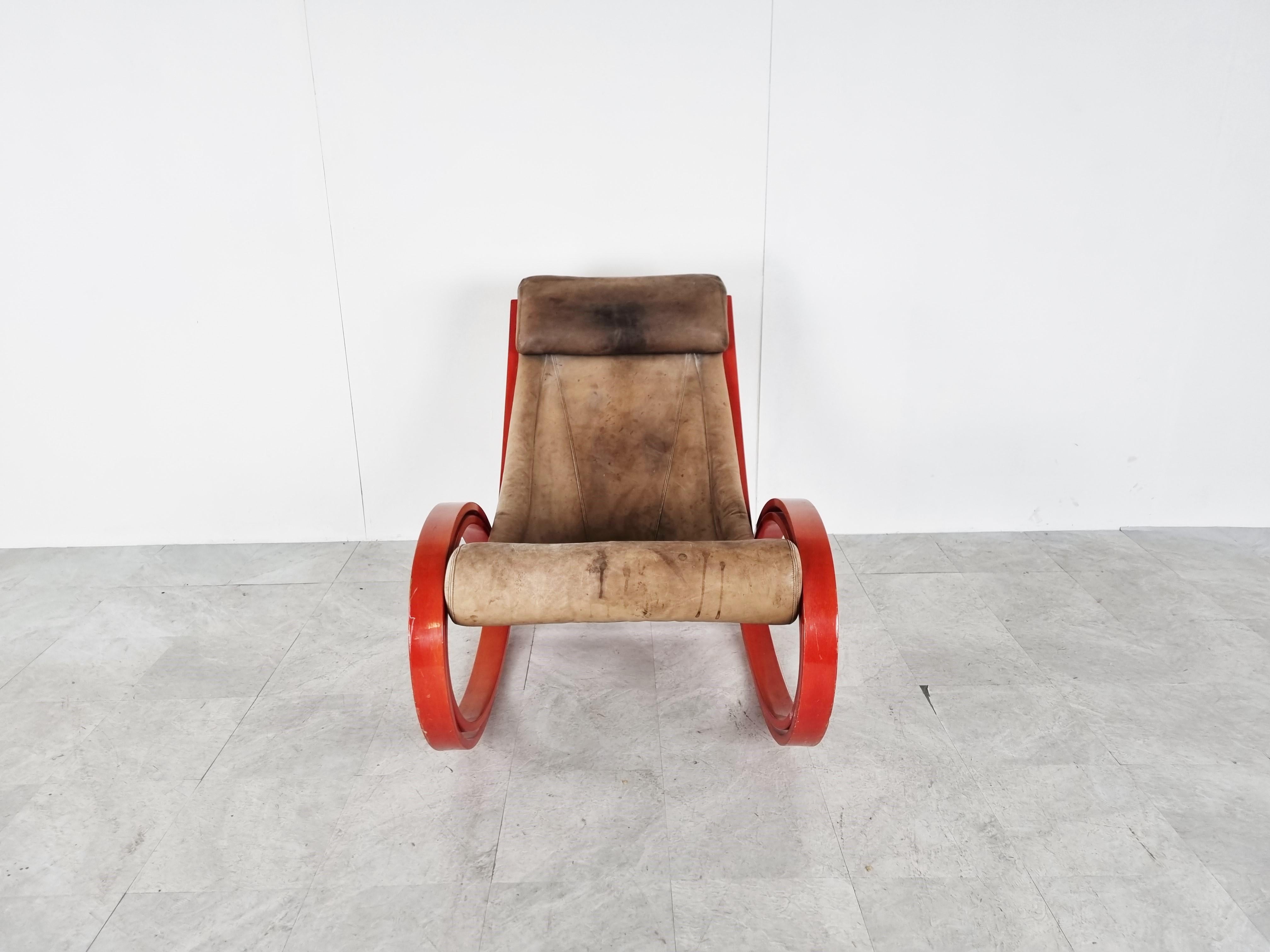 Mid-Century Modern Sgarsul Rocking Chair by Gae Aulenti for Poltronova, 1960s For Sale