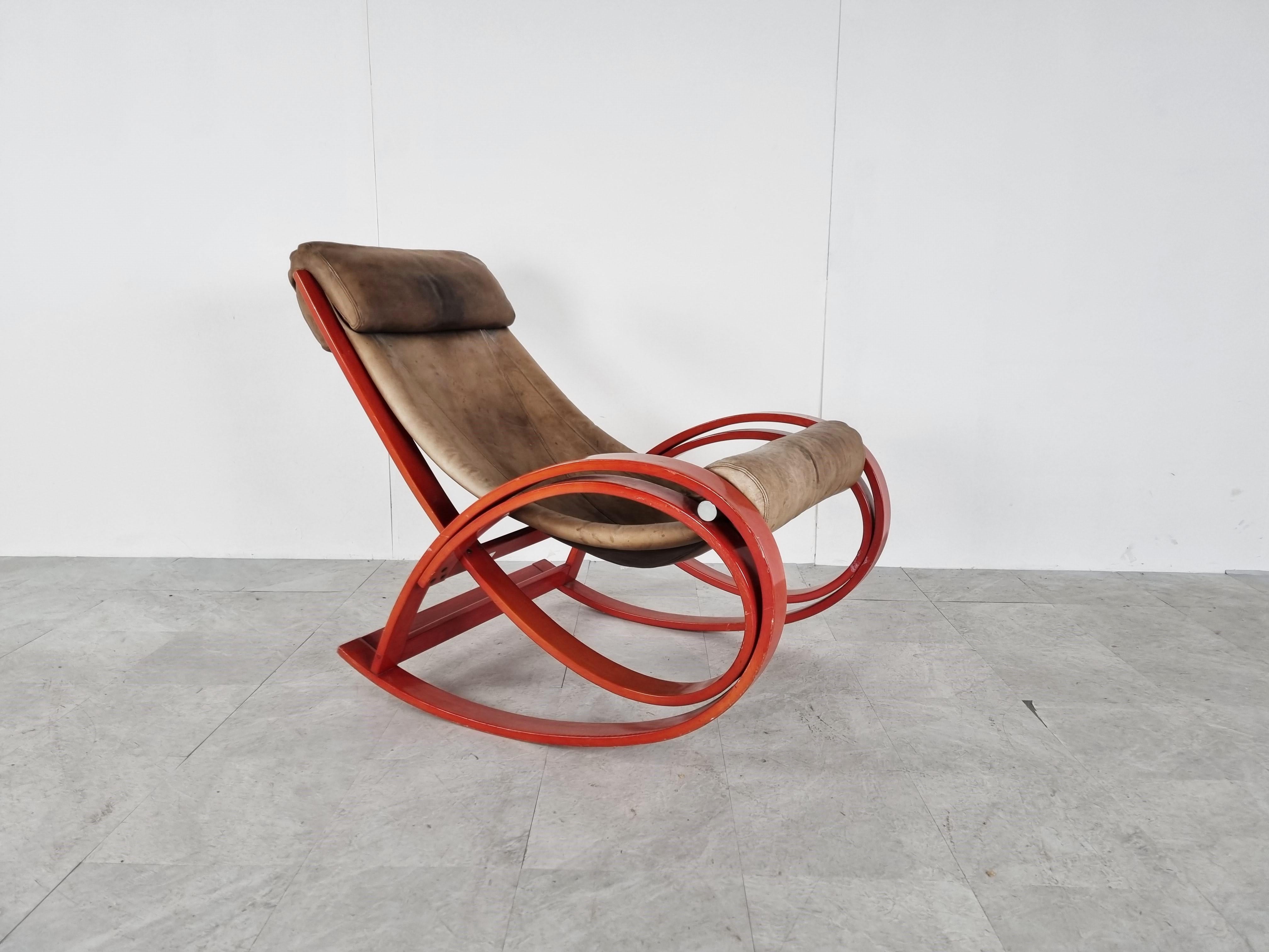 Italian Sgarsul Rocking Chair by Gae Aulenti for Poltronova, 1960s For Sale