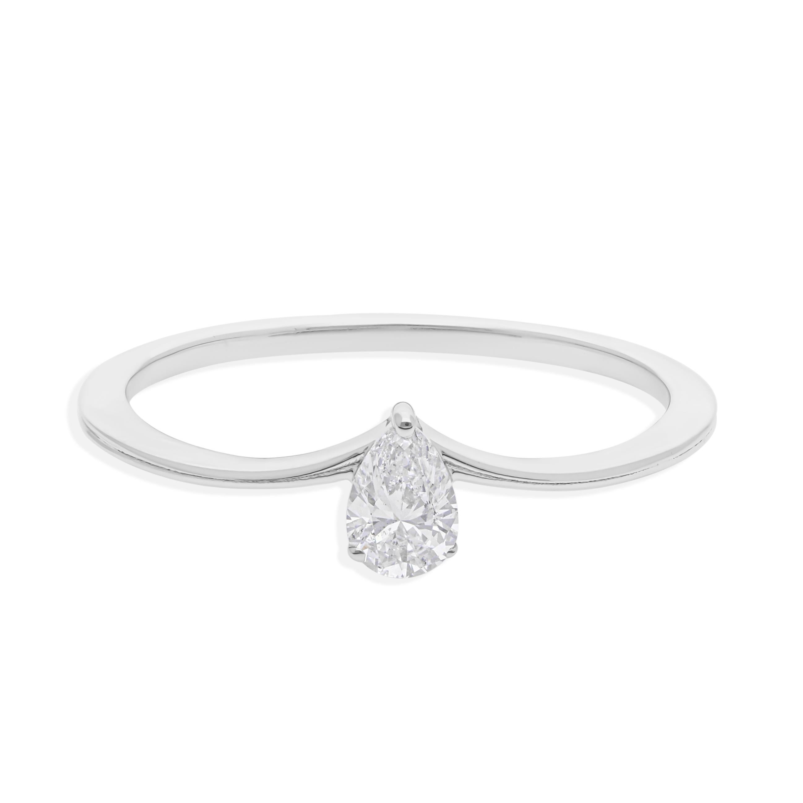 En vente :  Bague solitaire en or blanc 14 carats avec diamant poire SI/HI certifié SGL de 0,23 carat 7