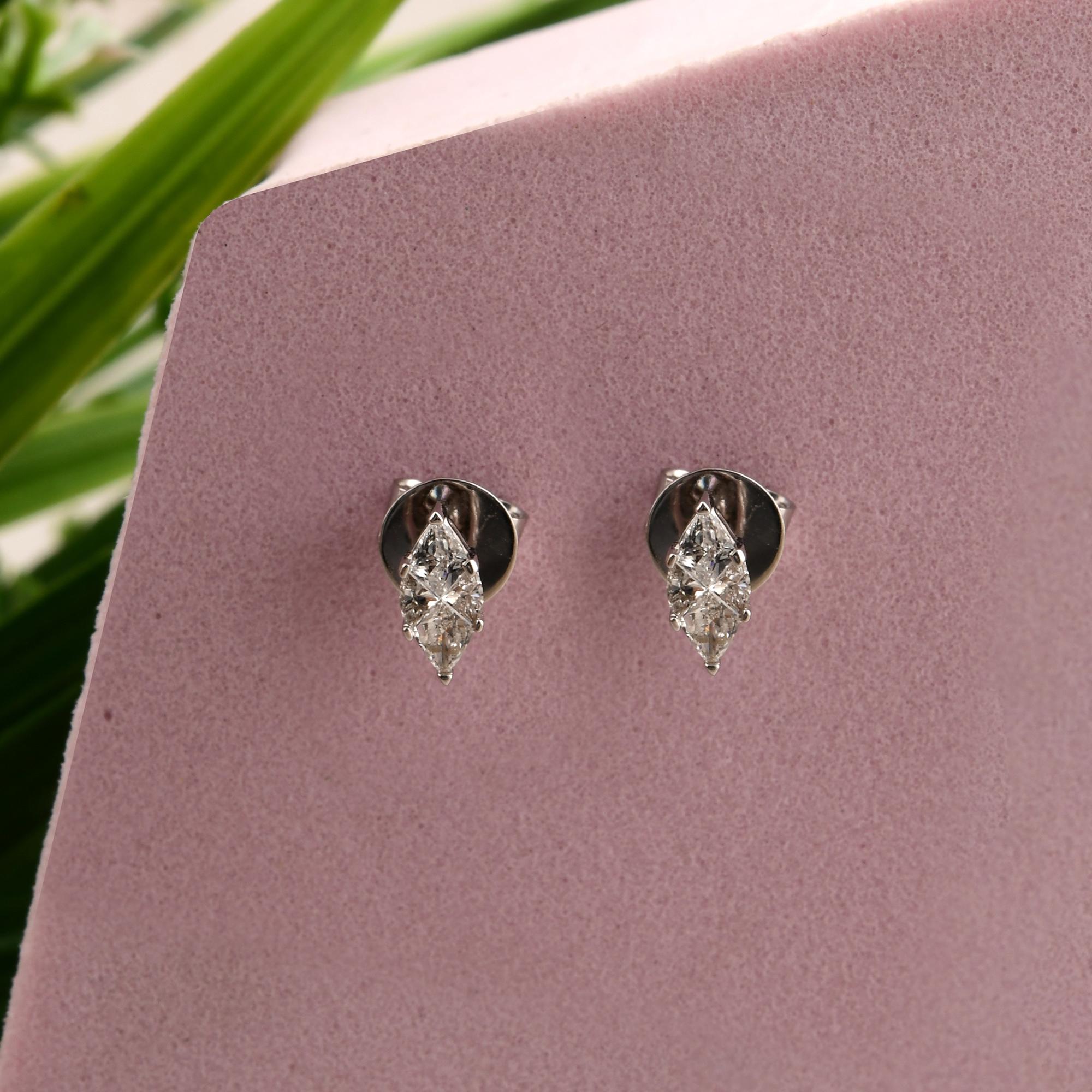 Pendientes marquesa de diamantes talla pastel SGL Certified 0,29 quilates SI/H Oro blanco 18k Moderno en venta