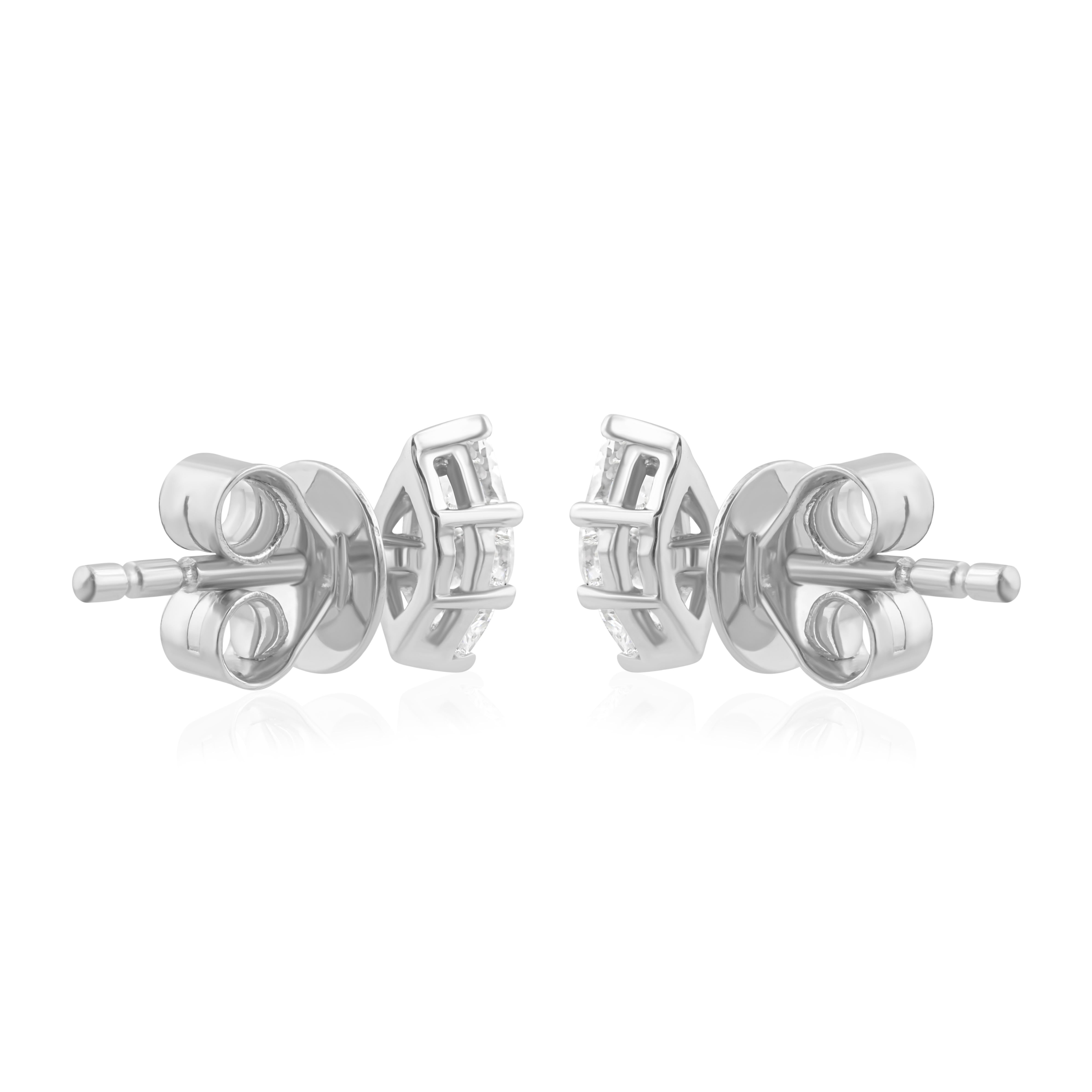 Pendientes marquesa de diamantes talla pastel SGL Certified 0,29 quilates SI/H Oro blanco 18k Sin cortar en venta