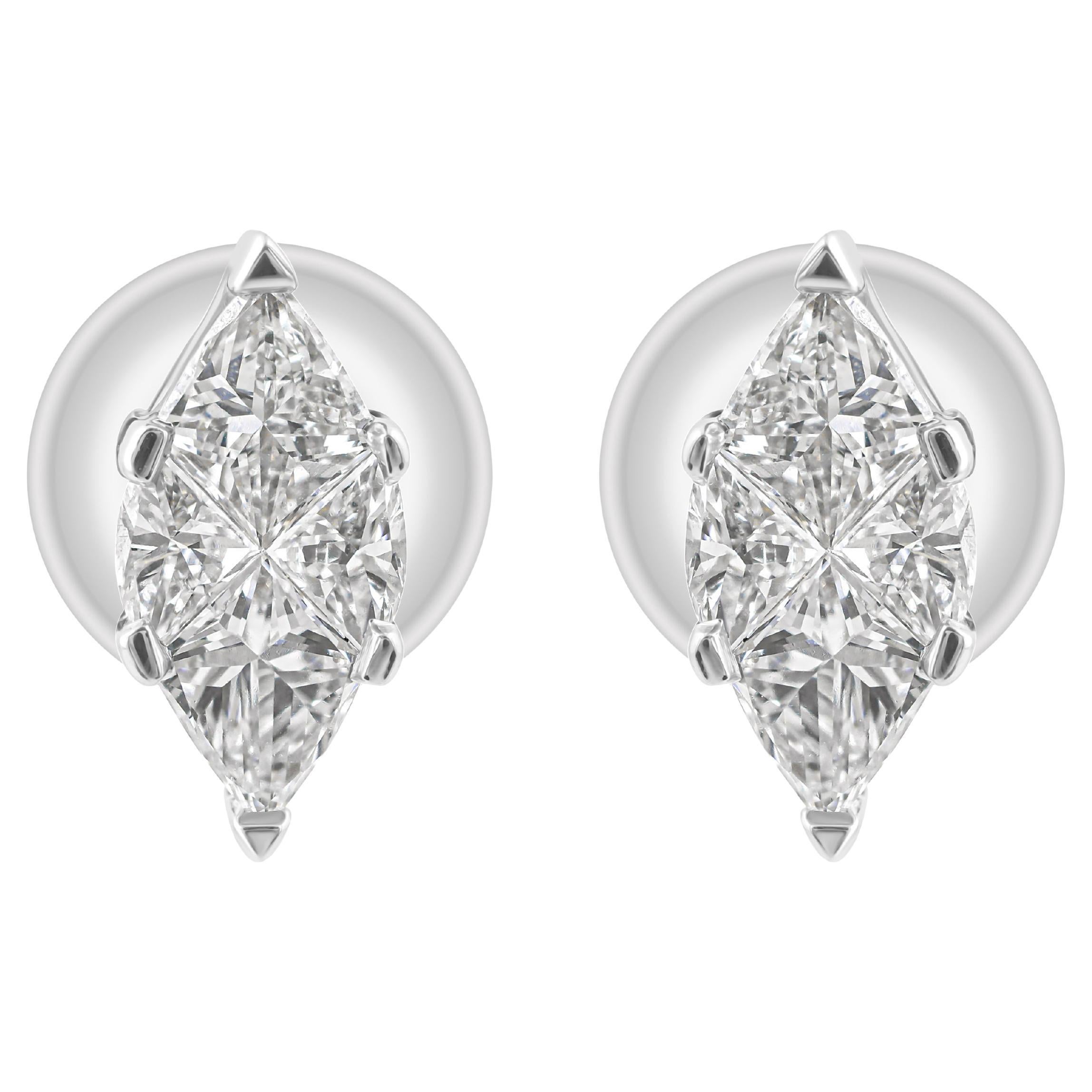 Pendientes marquesa de diamantes talla pastel SGL Certified 0,29 quilates SI/H Oro blanco 18k en venta