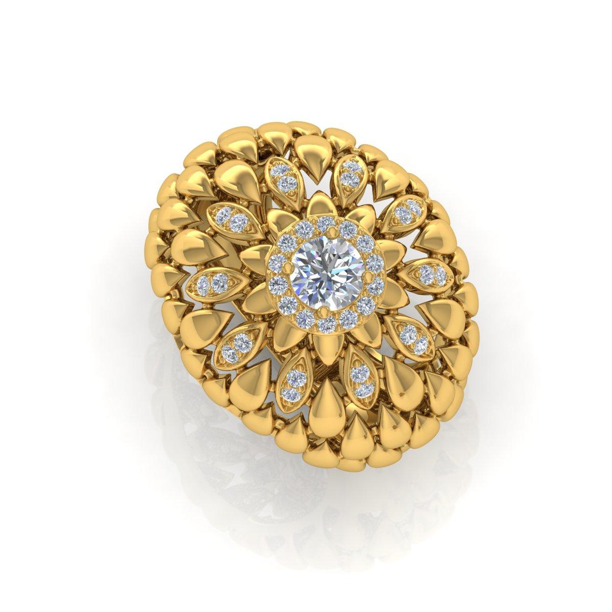 Cast from 18-karat gold, these exquisite ring is handset with 0.87 carats of sparkling diamonds.

The ring is a size 7 US and may be resized to larger or smaller upon request. FOLLOW SPECTRUM JEWELS storefront to view the latest collection &