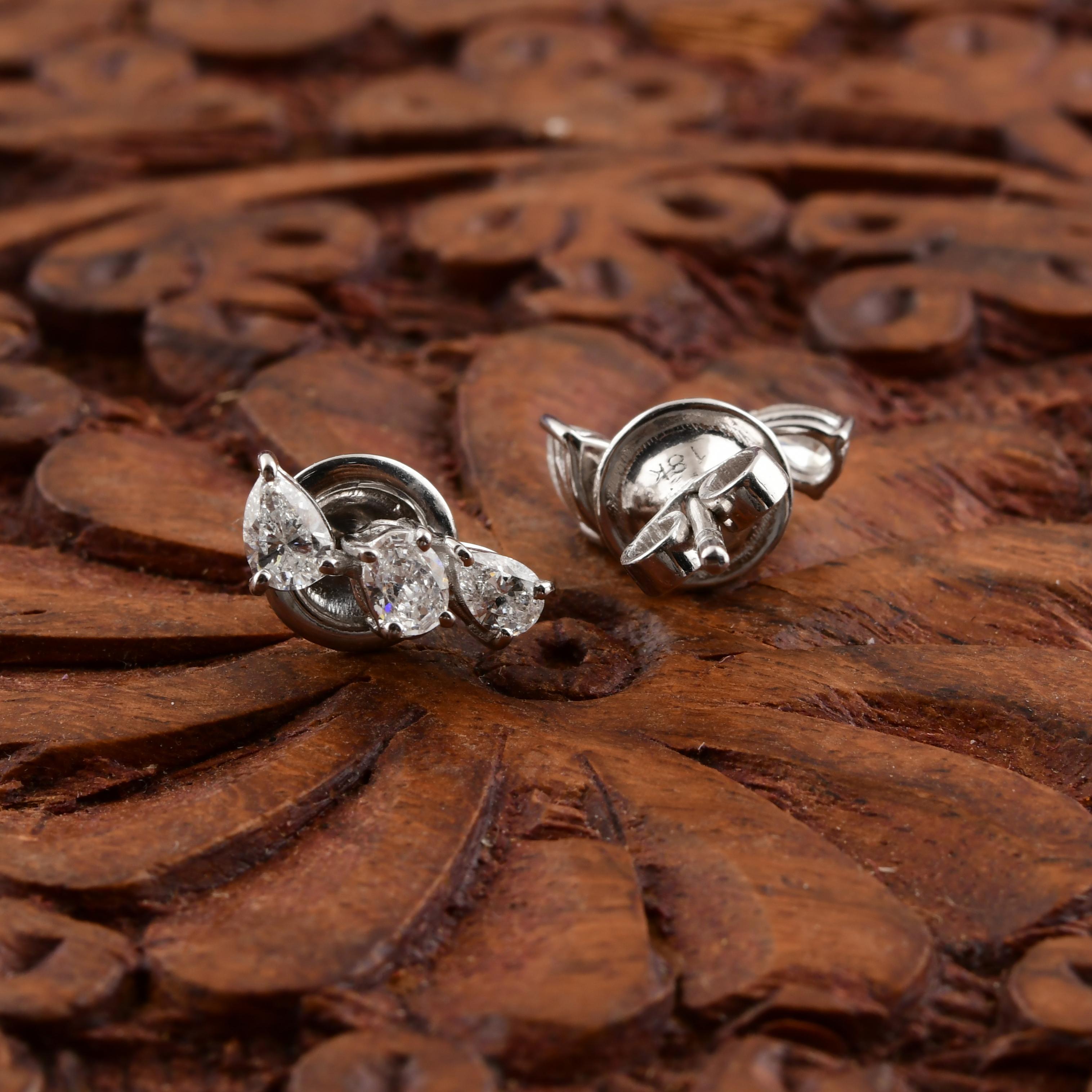 Pendientes de diamantes SI/G con certificado SGL de 0,82 quilates y oro blanco de 14 quilates Joyería fina en Nuevo estado para la venta en Diera, Dubai