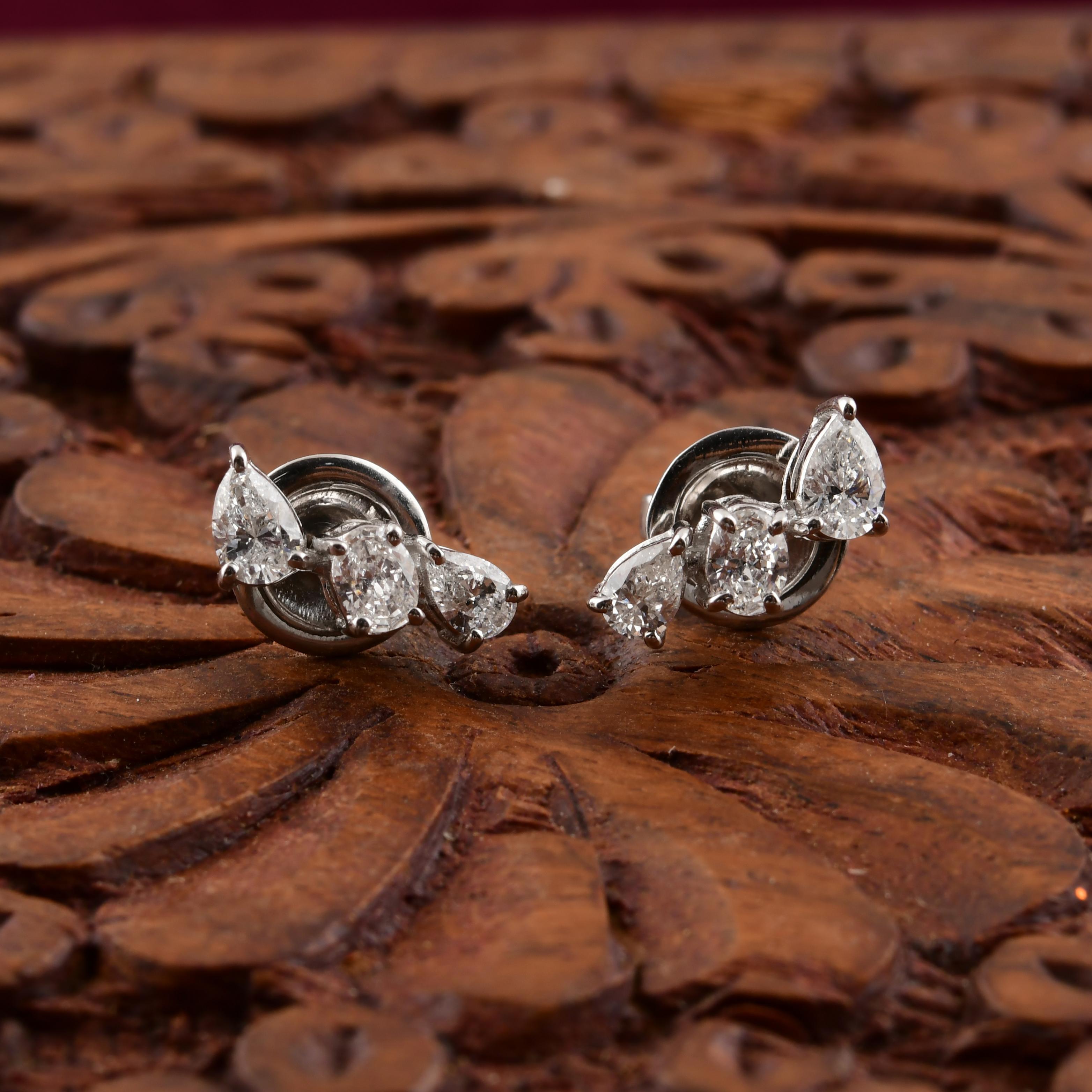 Pendientes de diamantes SI/G con certificado SGL de 0,82 quilates y oro blanco de 14 quilates Joyería fina en venta 1