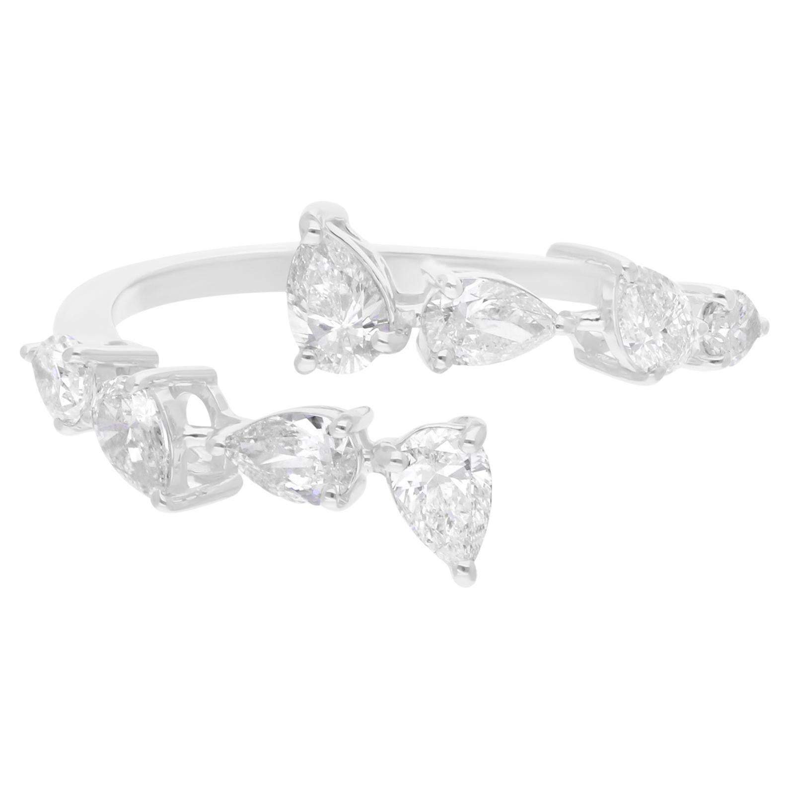 SGL Certified 0.90 Carat SI/H Diamond Wrap Ring 18 Karat White Gold Jewelry