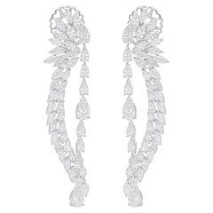 Orecchini pendenti con diamanti certificati SGL da 12,45 carati SI/H in oro massiccio bianco 18 carati