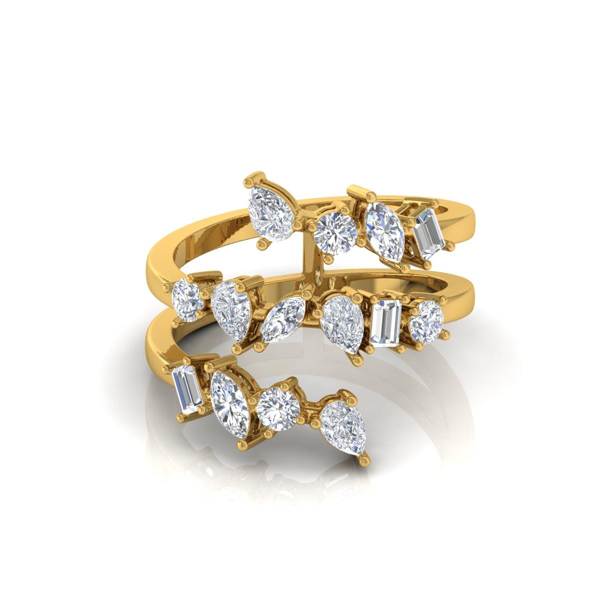 Cast from 14-karat gold, these exquisite ring is handset with 2.15 carats of sparkling diamonds.

The ring is a size 7 US and may be resized to larger or smaller upon request. FOLLOW SPECTRUM JEWELS storefront to view the latest collection &