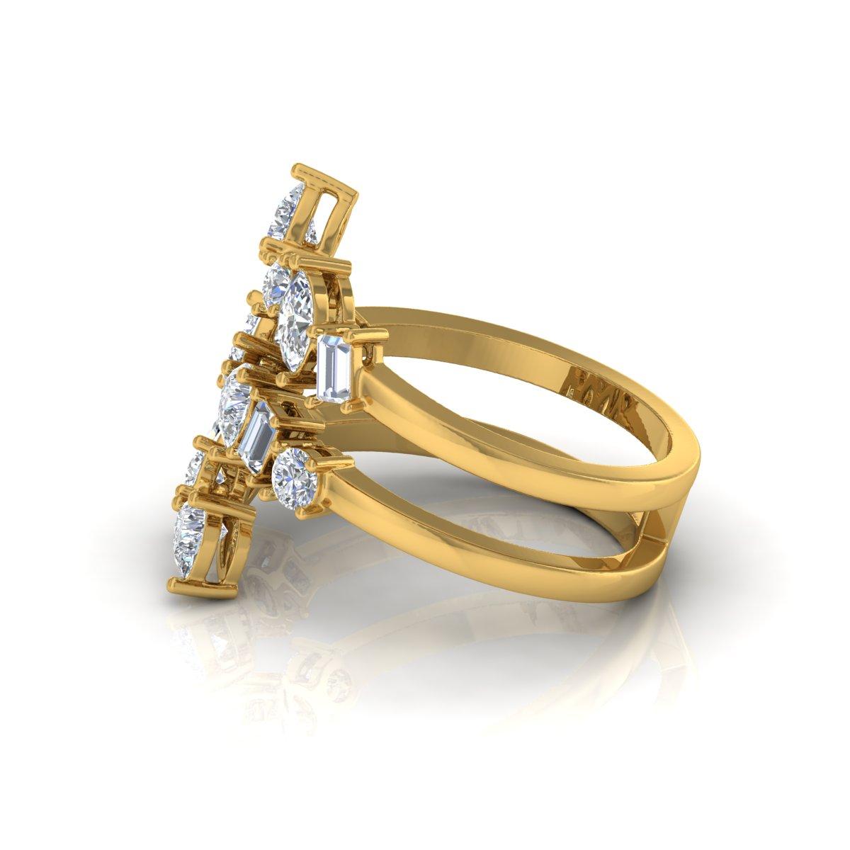 Marquise Cut SGL Certified 2.15 Carat SI Clarity HI Color Diamond Yellow Gold Spiral Ring For Sale
