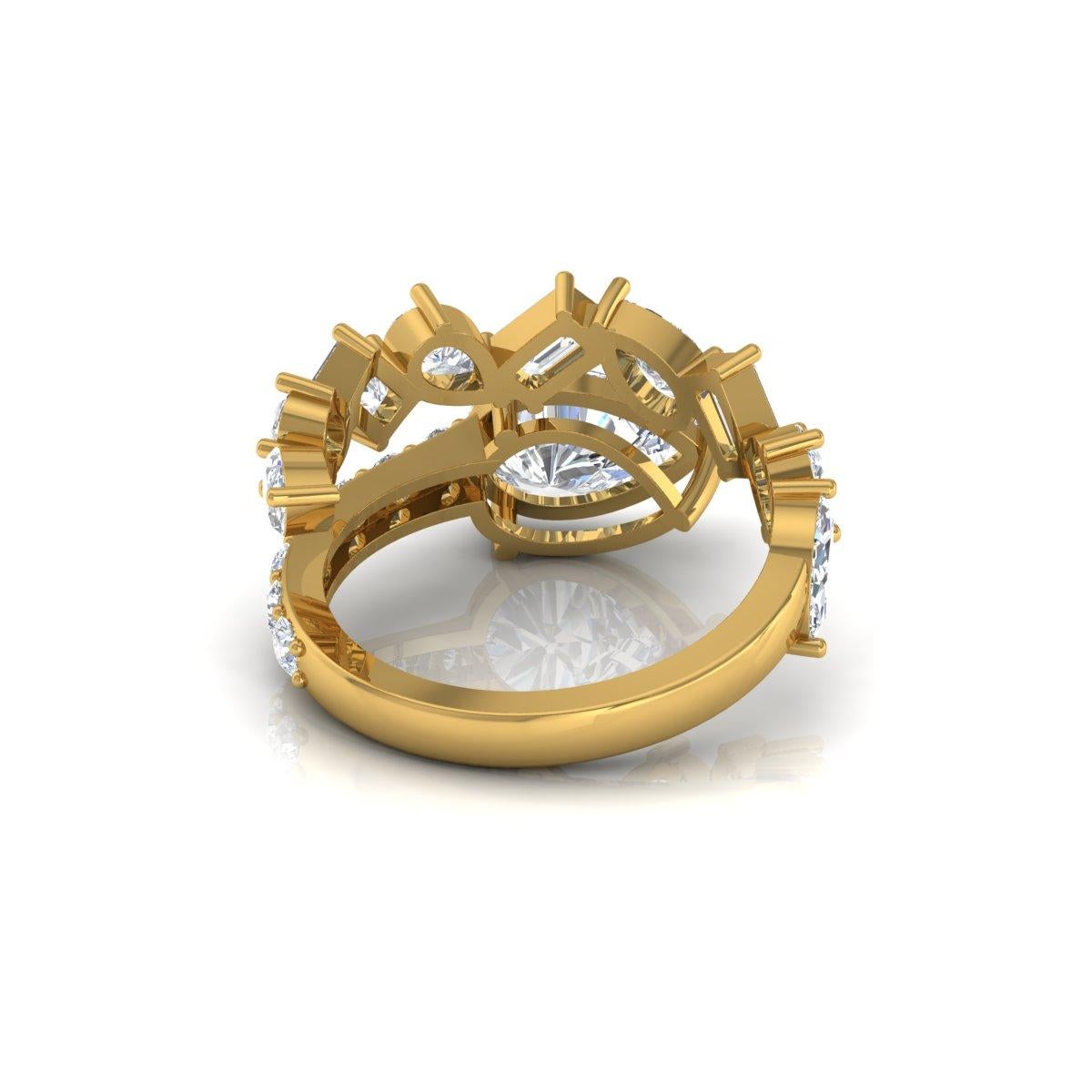 Gelbgold-Wickelring, SGL-zertifizierter 2,40 Karat SI Reinheit HI Farbe Diamant Gelbgold (Tropfenschliff) im Angebot