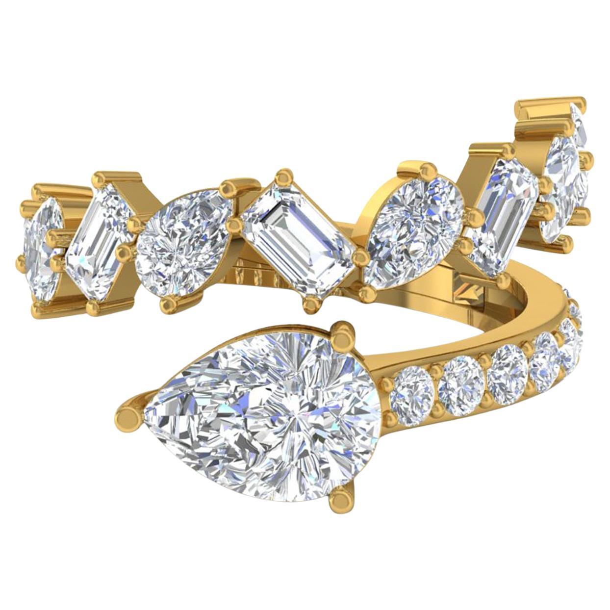 Gelbgold-Wickelring, SGL-zertifizierter 2,40 Karat SI Reinheit HI Farbe Diamant Gelbgold