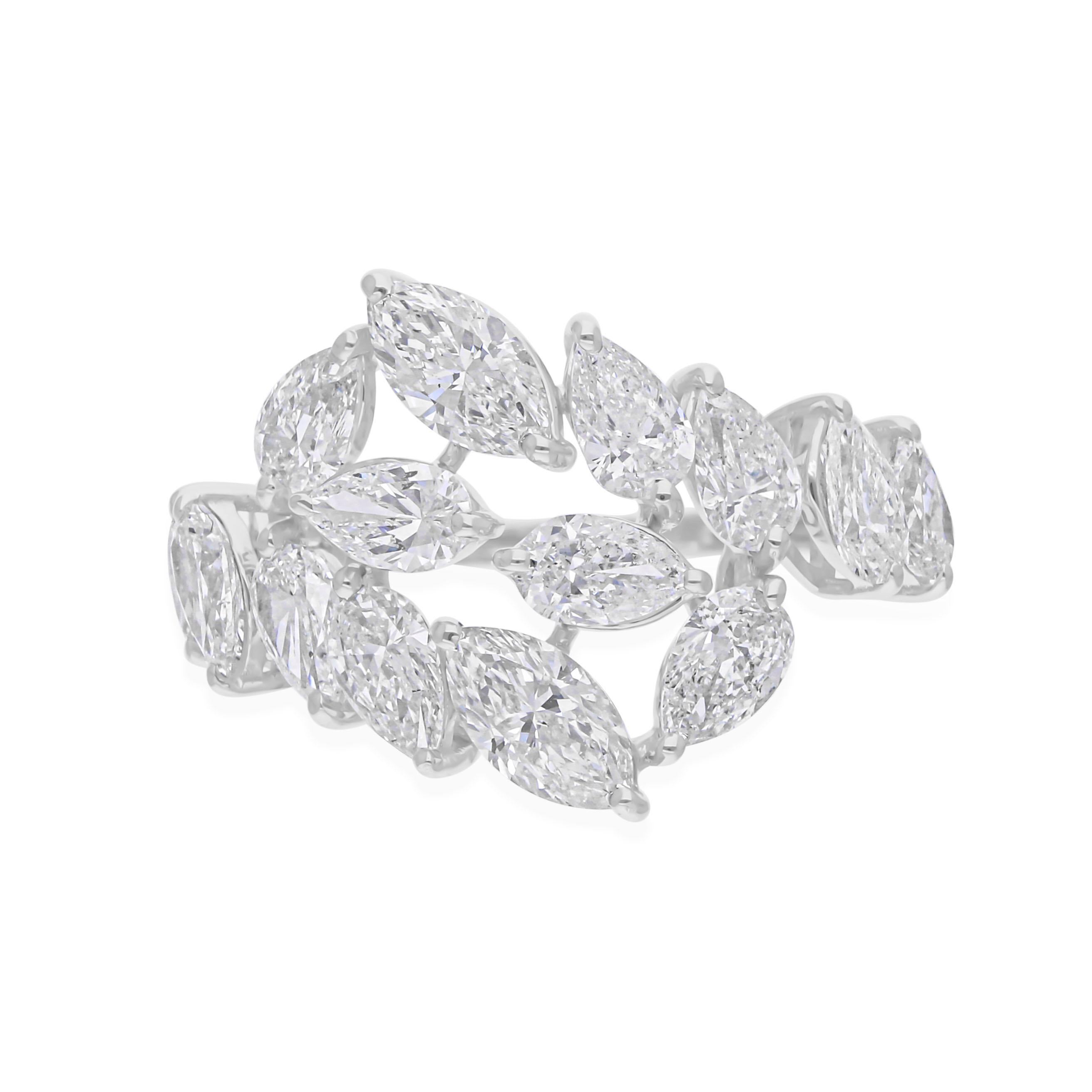 En vente :  Bague en or blanc 14 carats certifiée SGL 2,86 carats SI/H Marquise Pear Diamond Ring 7