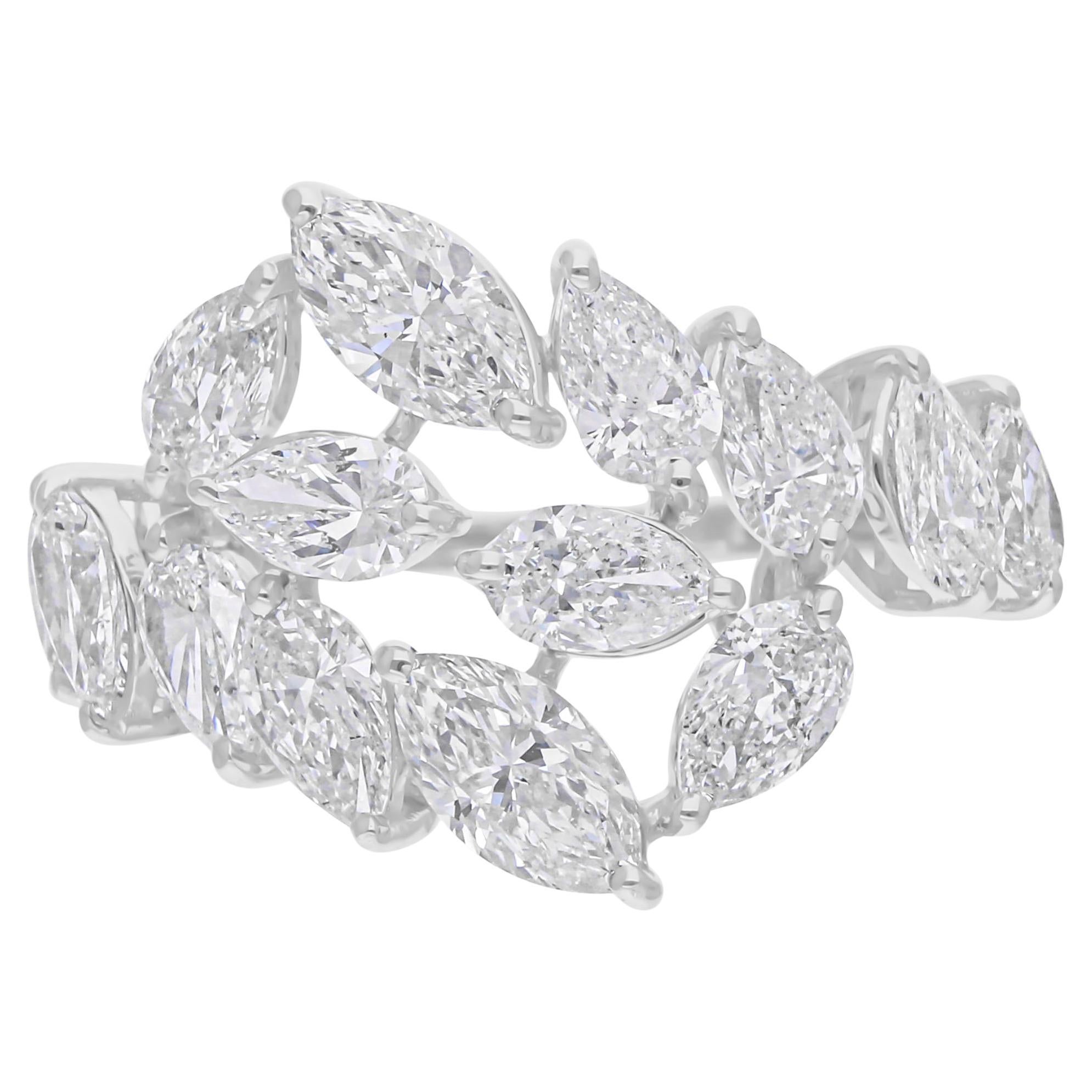 En vente :  Bague en or blanc 14 carats certifiée SGL 2,86 carats SI/H Marquise Pear Diamond Ring